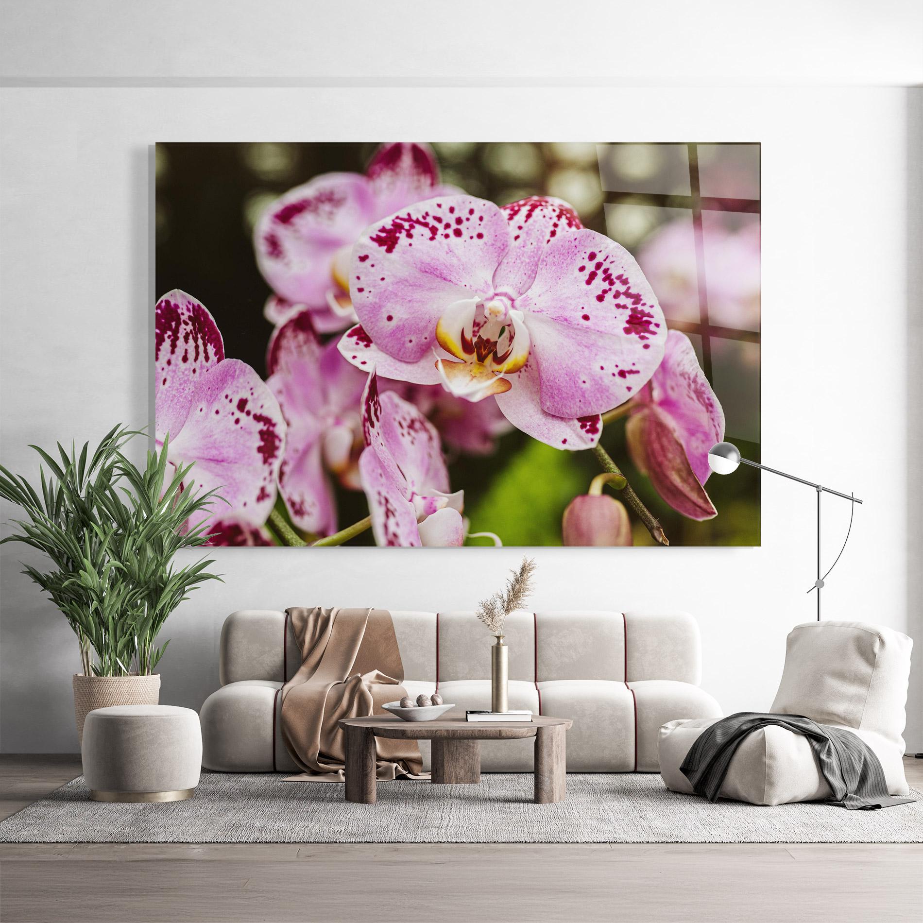 Glasbild Big Pink Orchid In Nature mockup 9