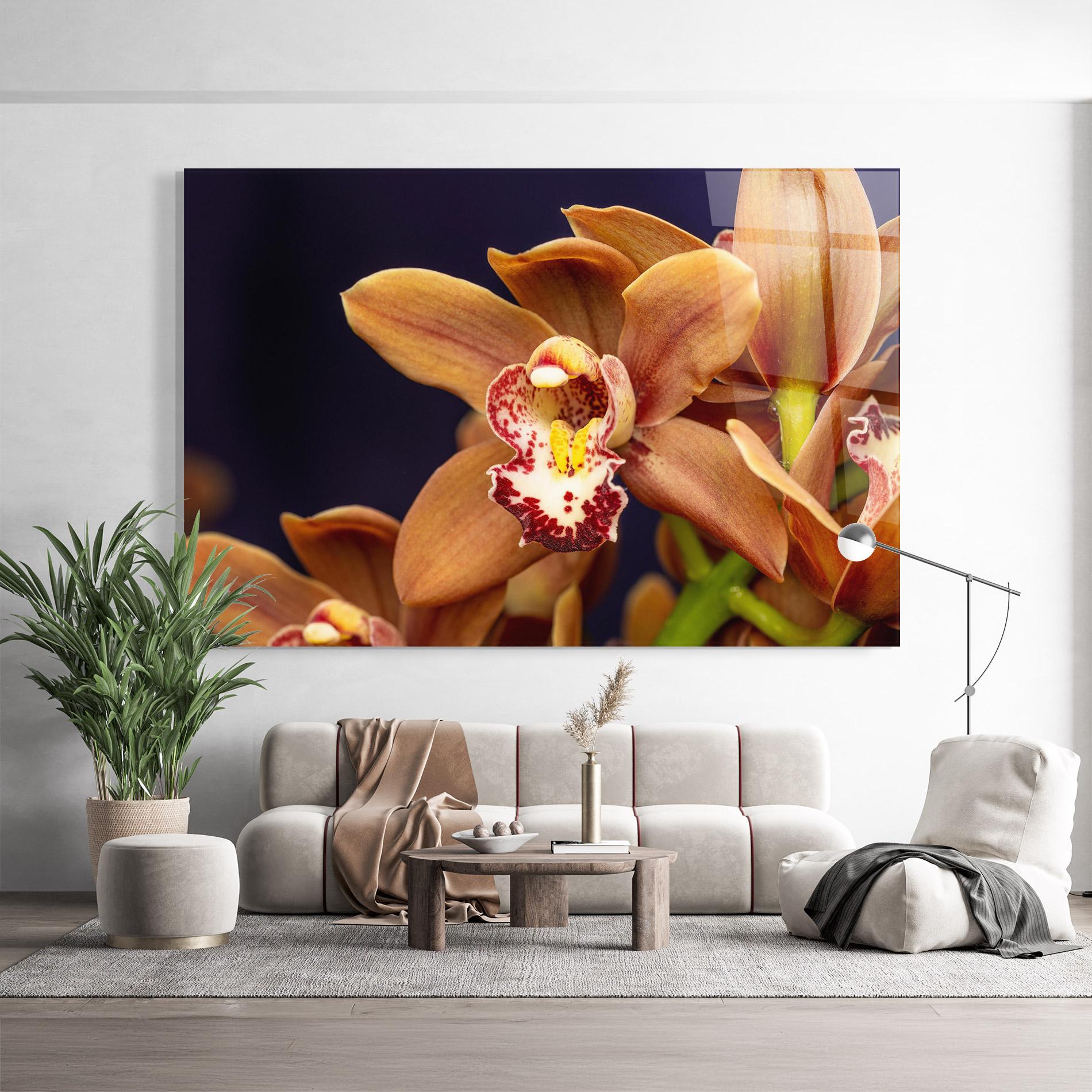 Glasbild Dirty Orange Orchid mockup 9