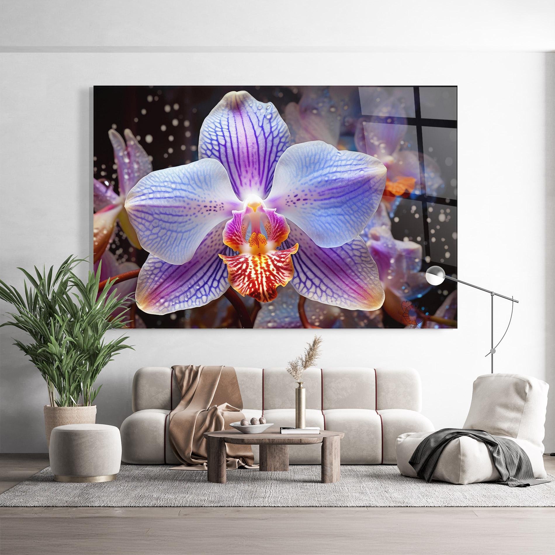 Glasbild Light Purple Orchid Art mockup 9