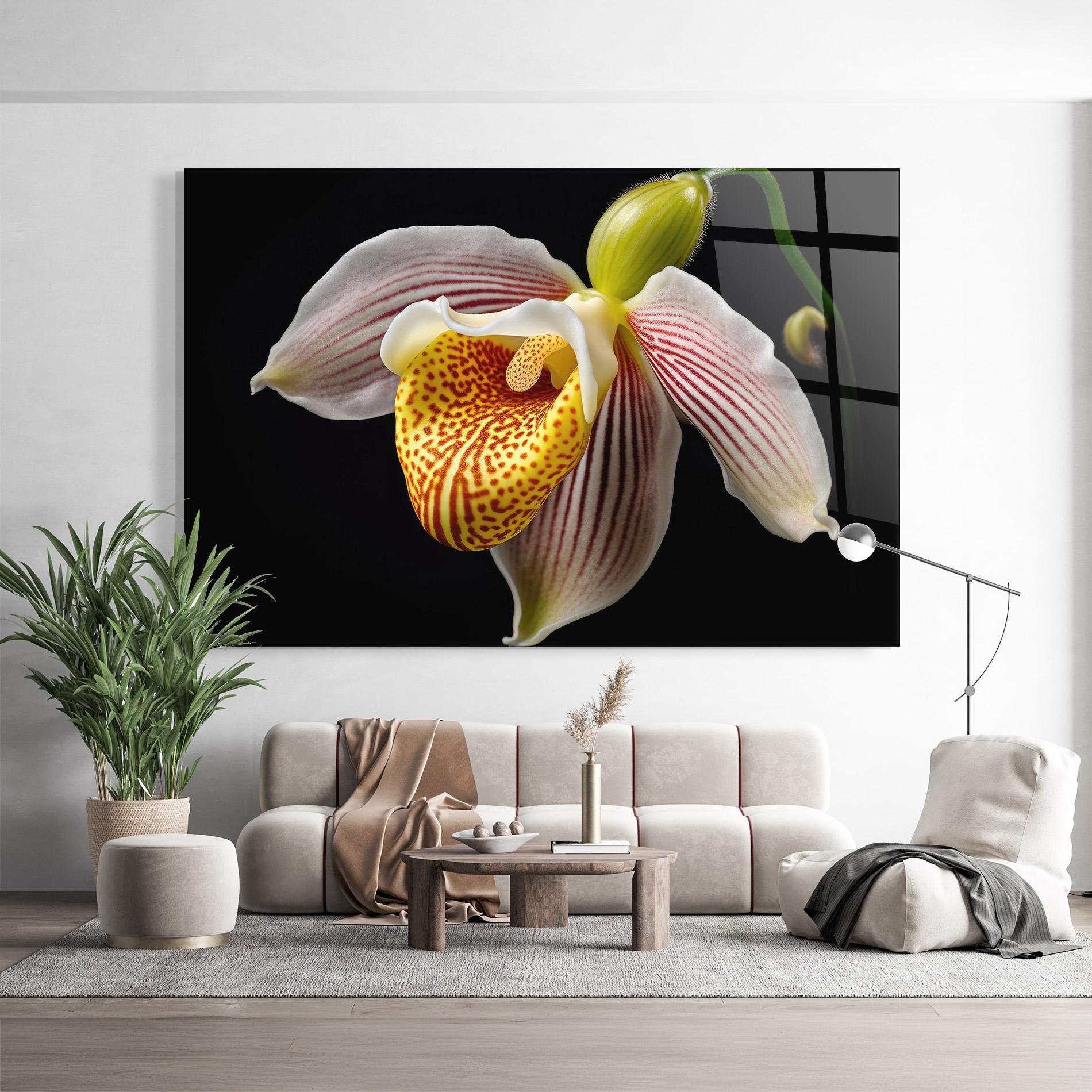 Glasbild Orchid On Black mockup 9
