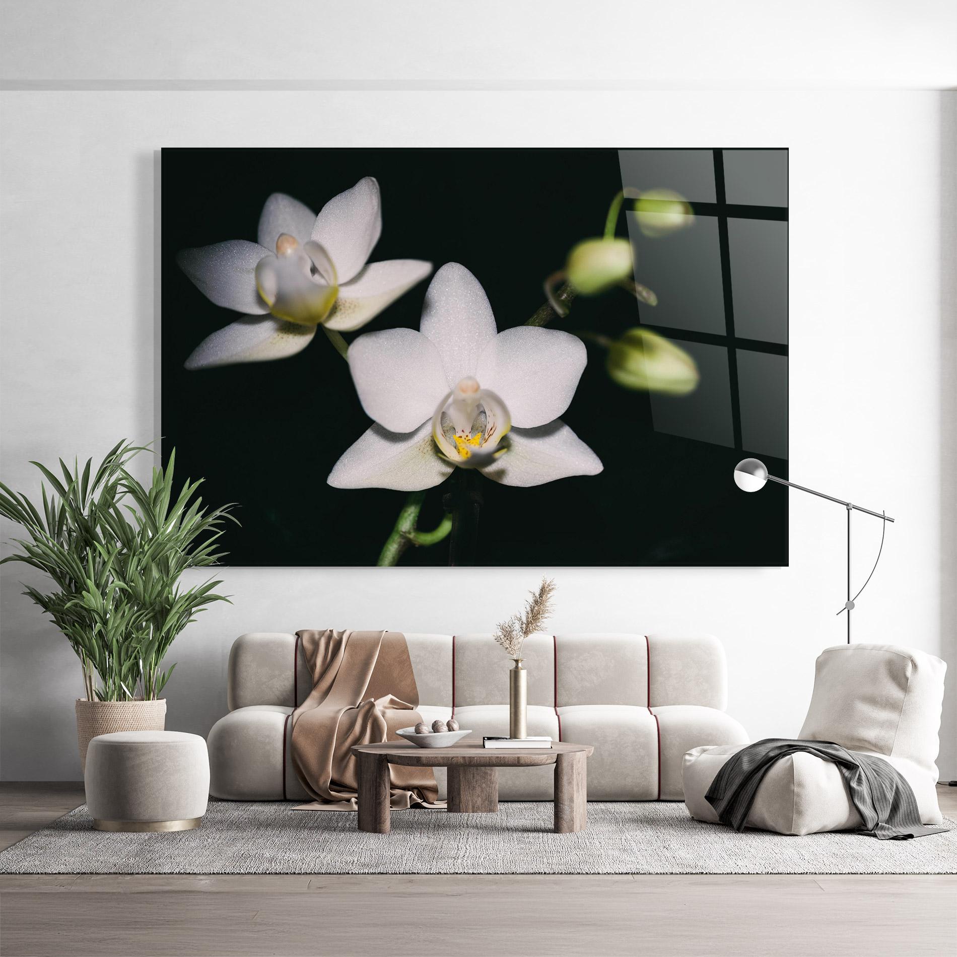 Glasbild Orchids On Black mockup 9