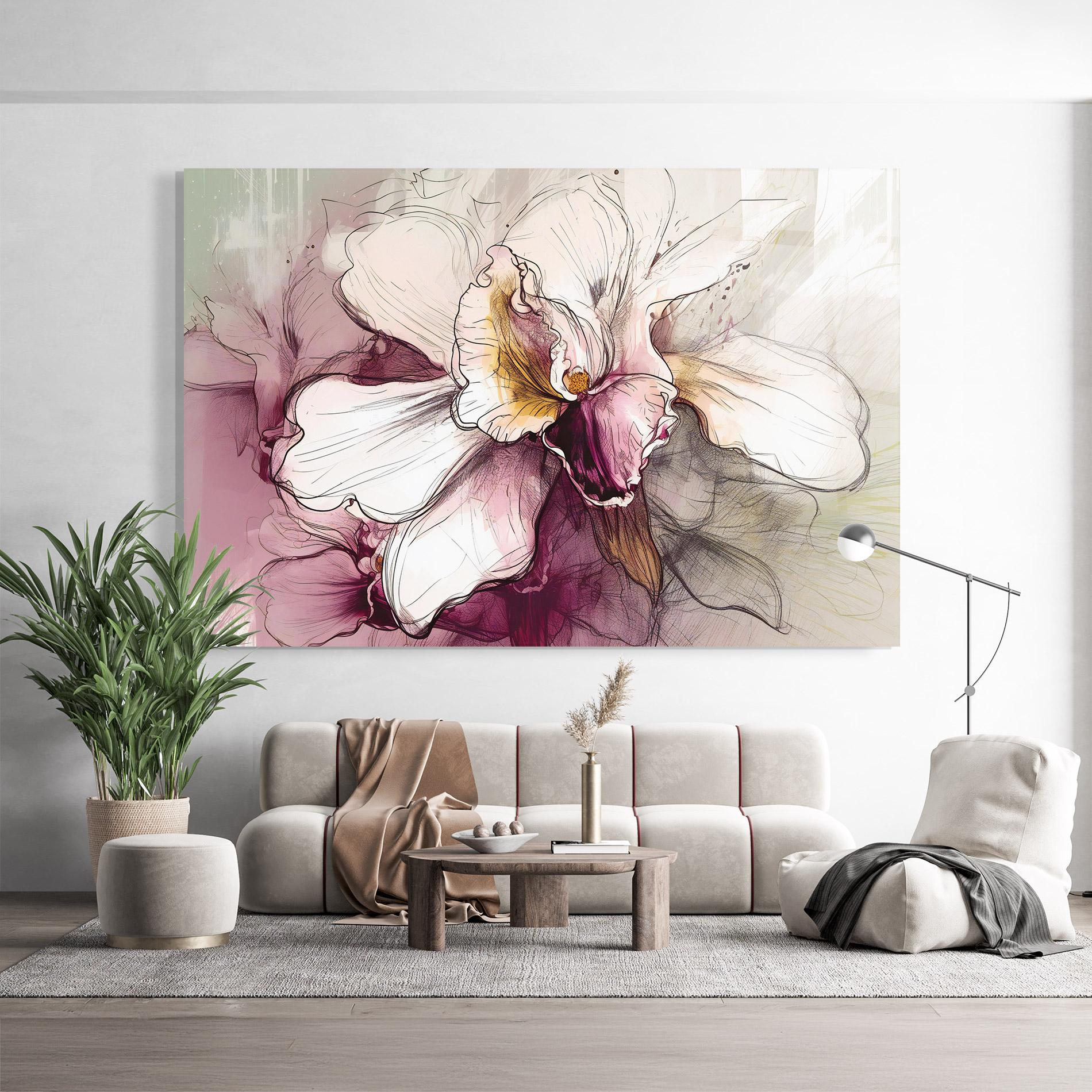 Glasbild Painted Purple Orchid mockup 9