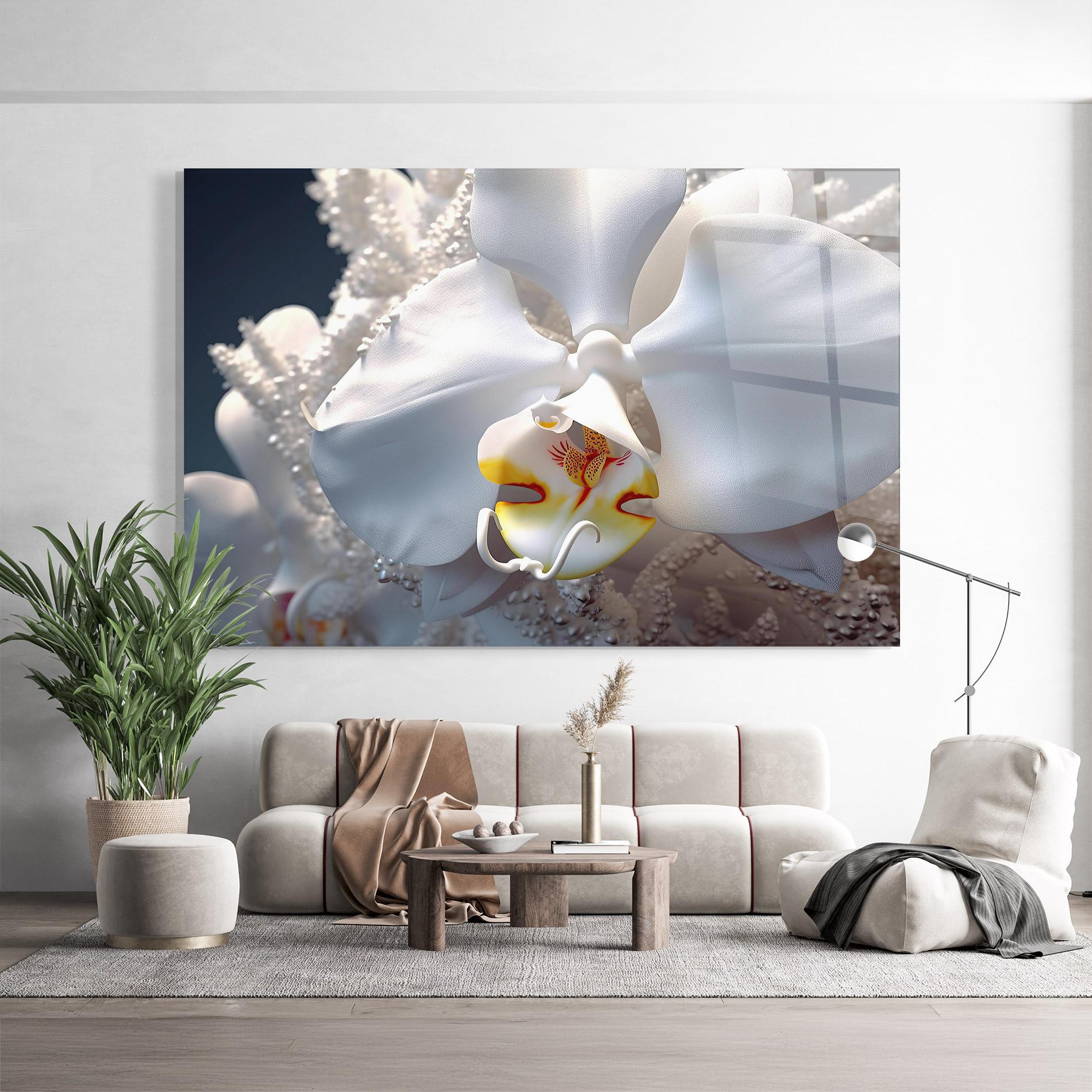 Glasbild Texture White Orchid mockup 9