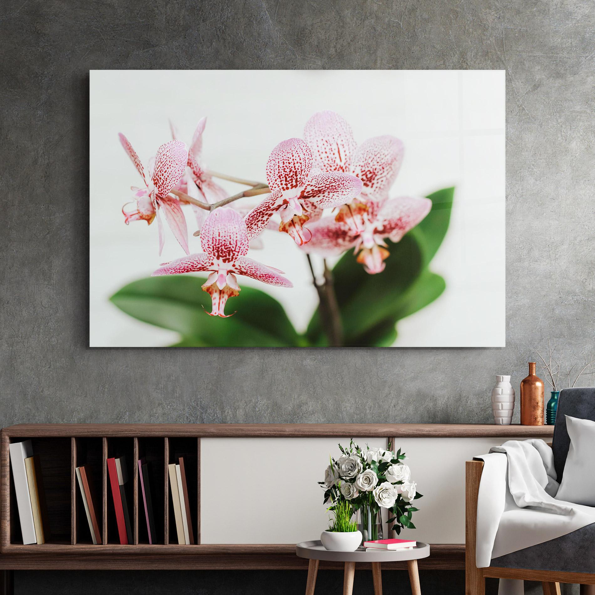Glasbild Green Orchids mockup 2