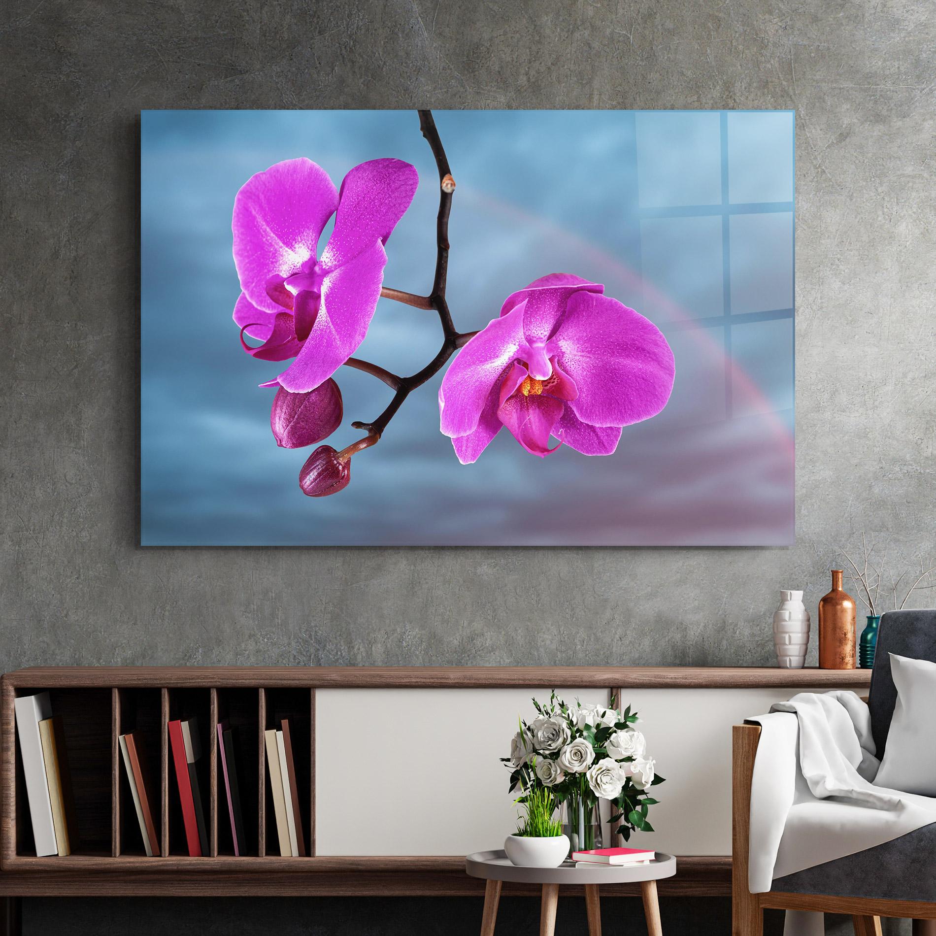 Glasbild Sky Purple Orchid mockup 2