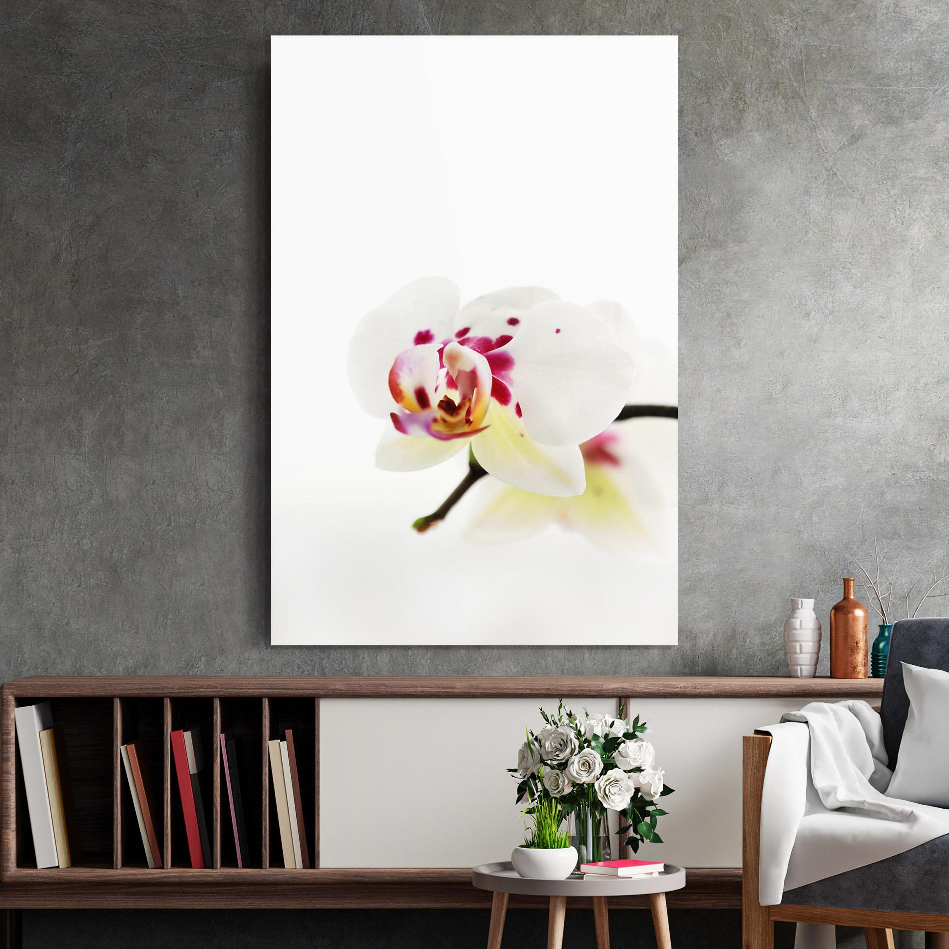 Glasbild Clean White Orchid mockup 2
