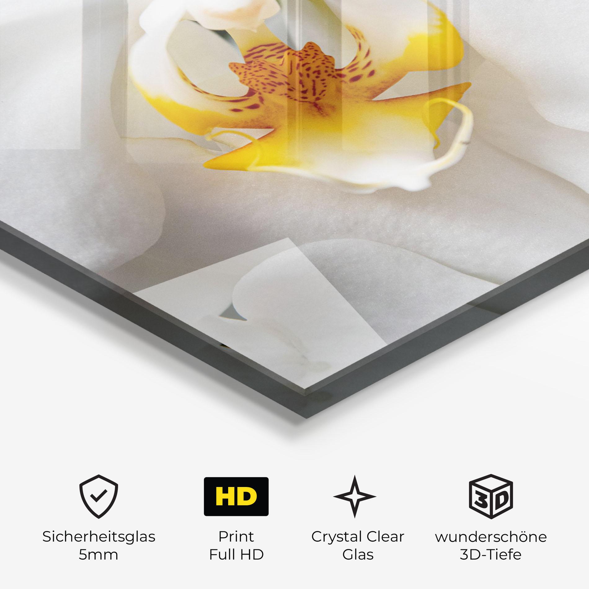 Glasbild Big Orchid Close Up mockup 3