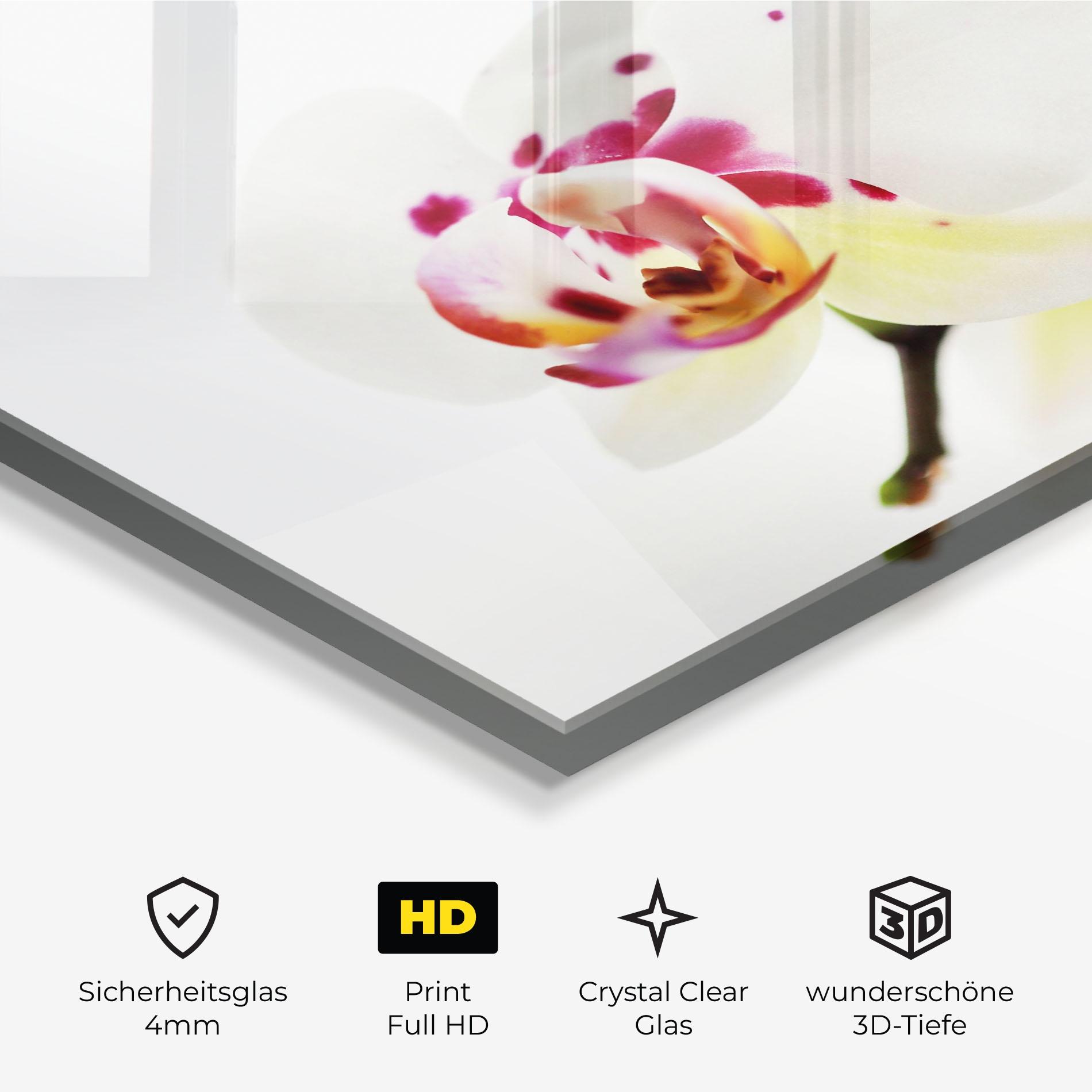 Glasbild Clean White Orchid mockup 3
