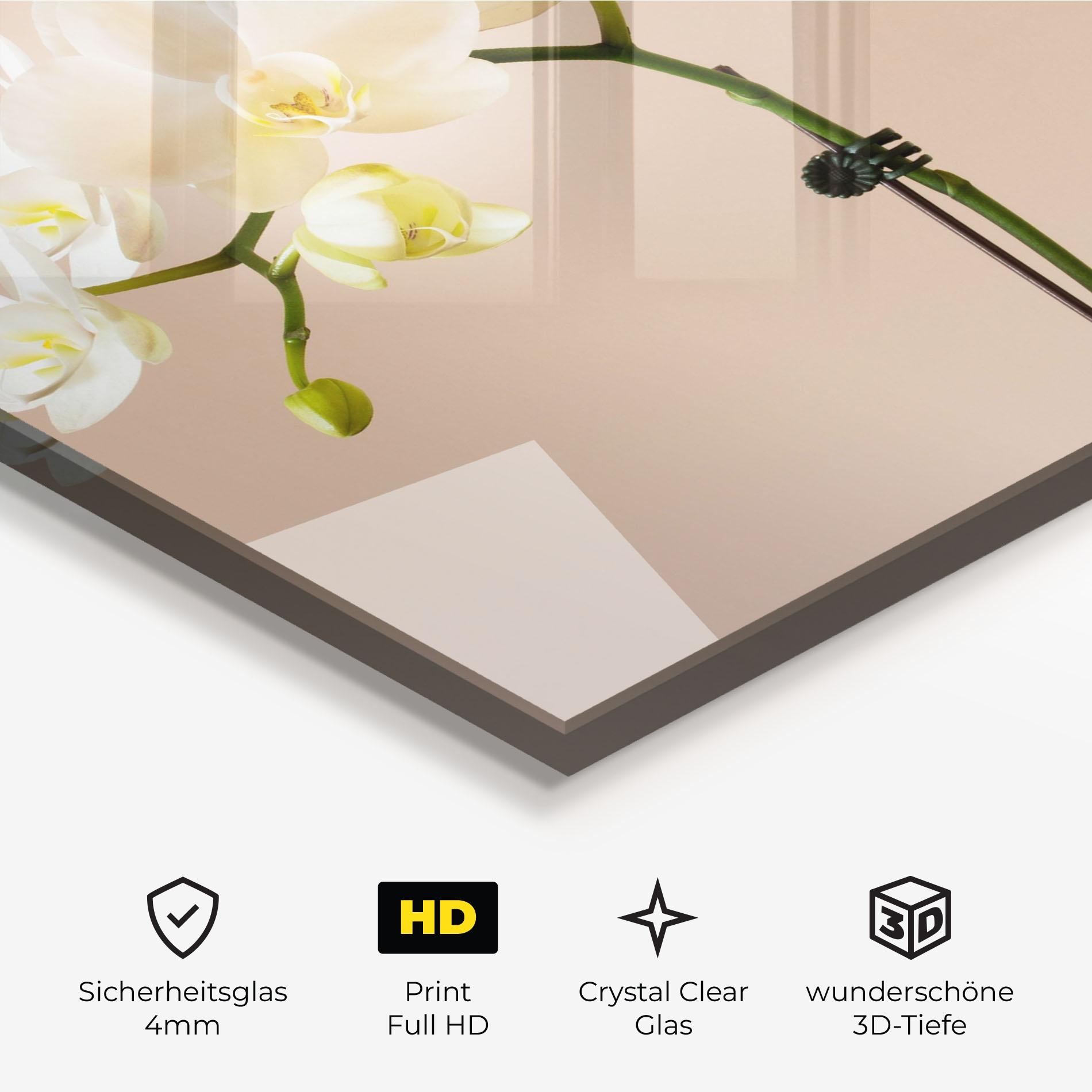 Glasbild Cream Orchid On Pink mockup 3