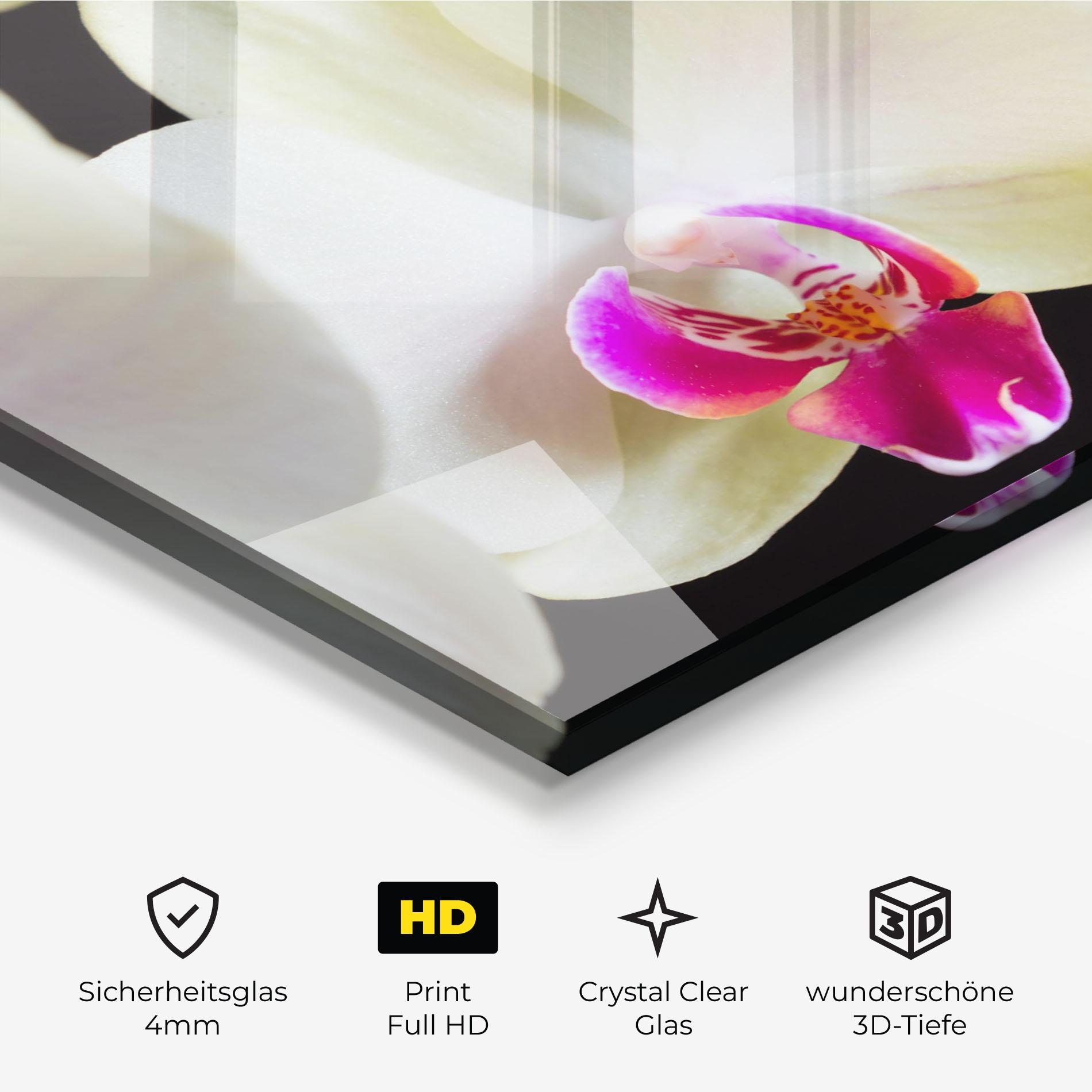 Glasbild Cream Purple Orchids mockup 3