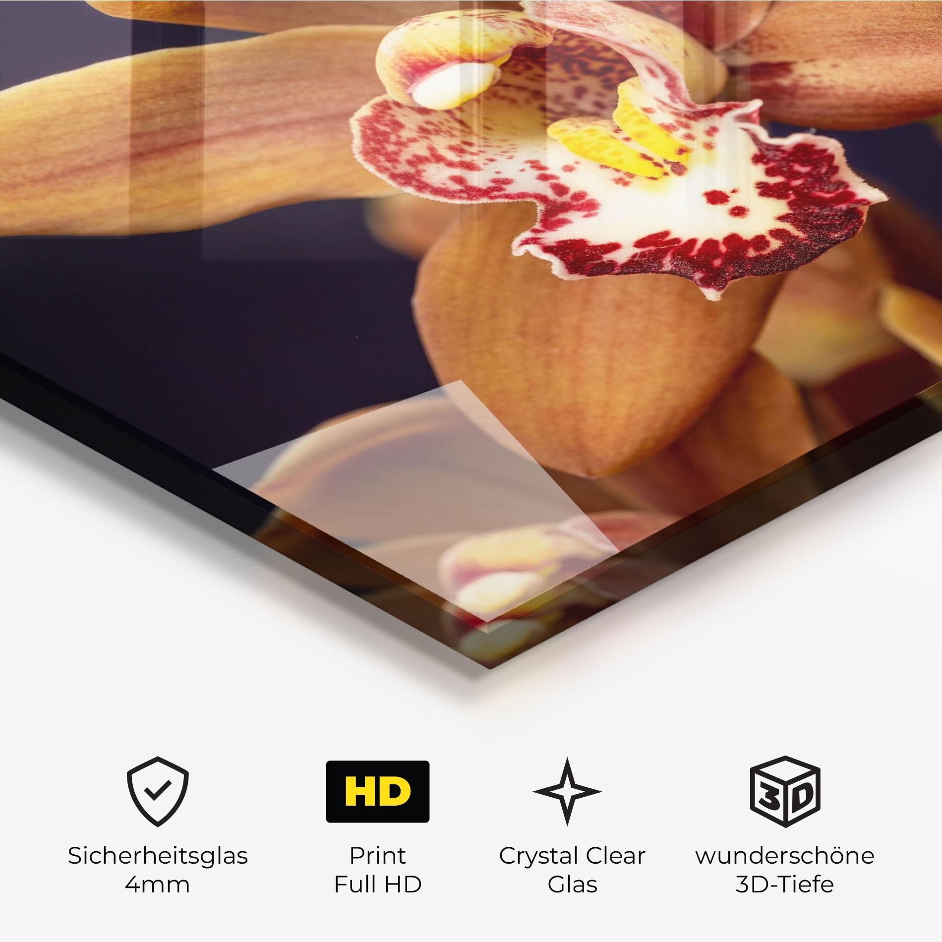 Glasbild Dirty Orange Orchid mockup 3