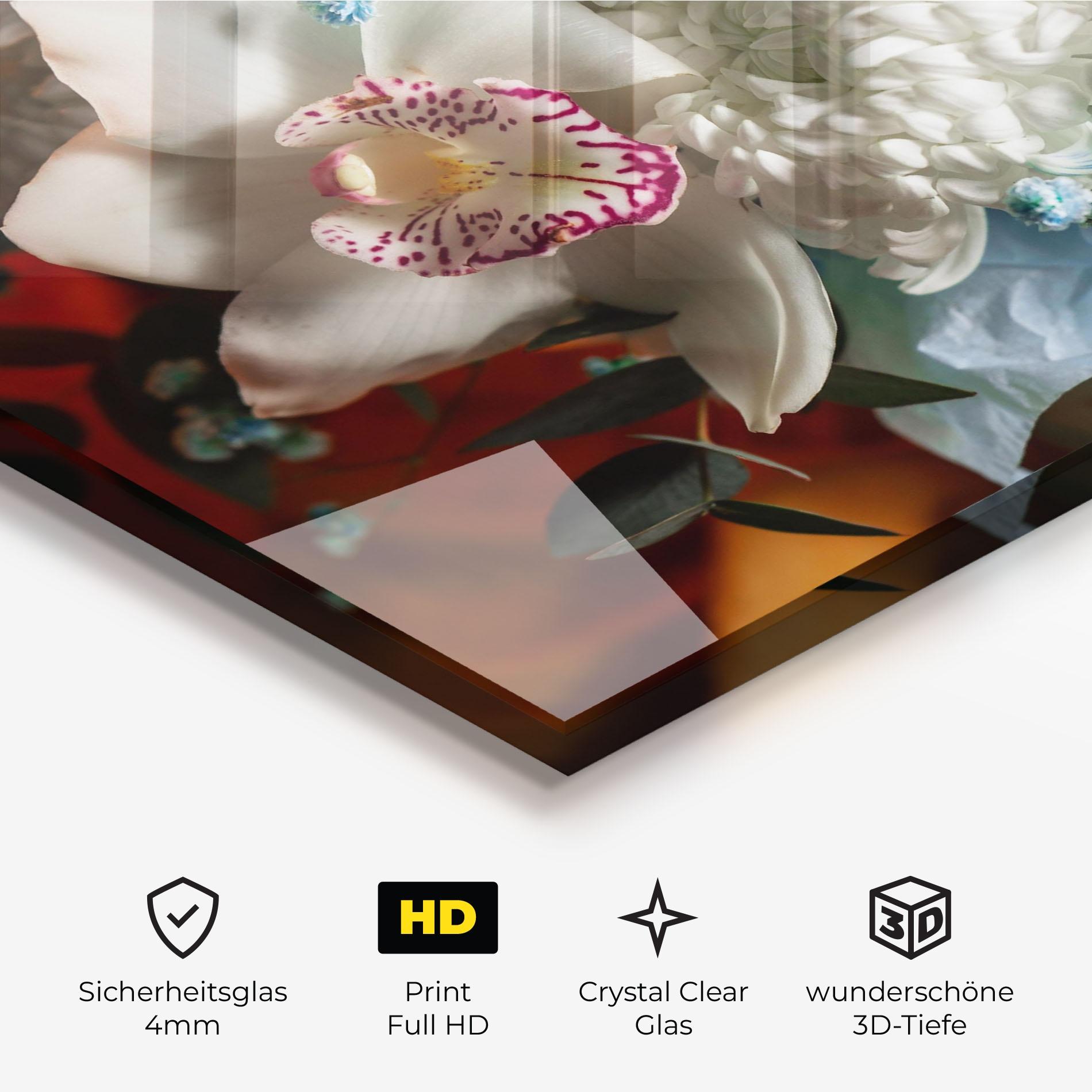 Glasbild Orchid In Vase mockup 3