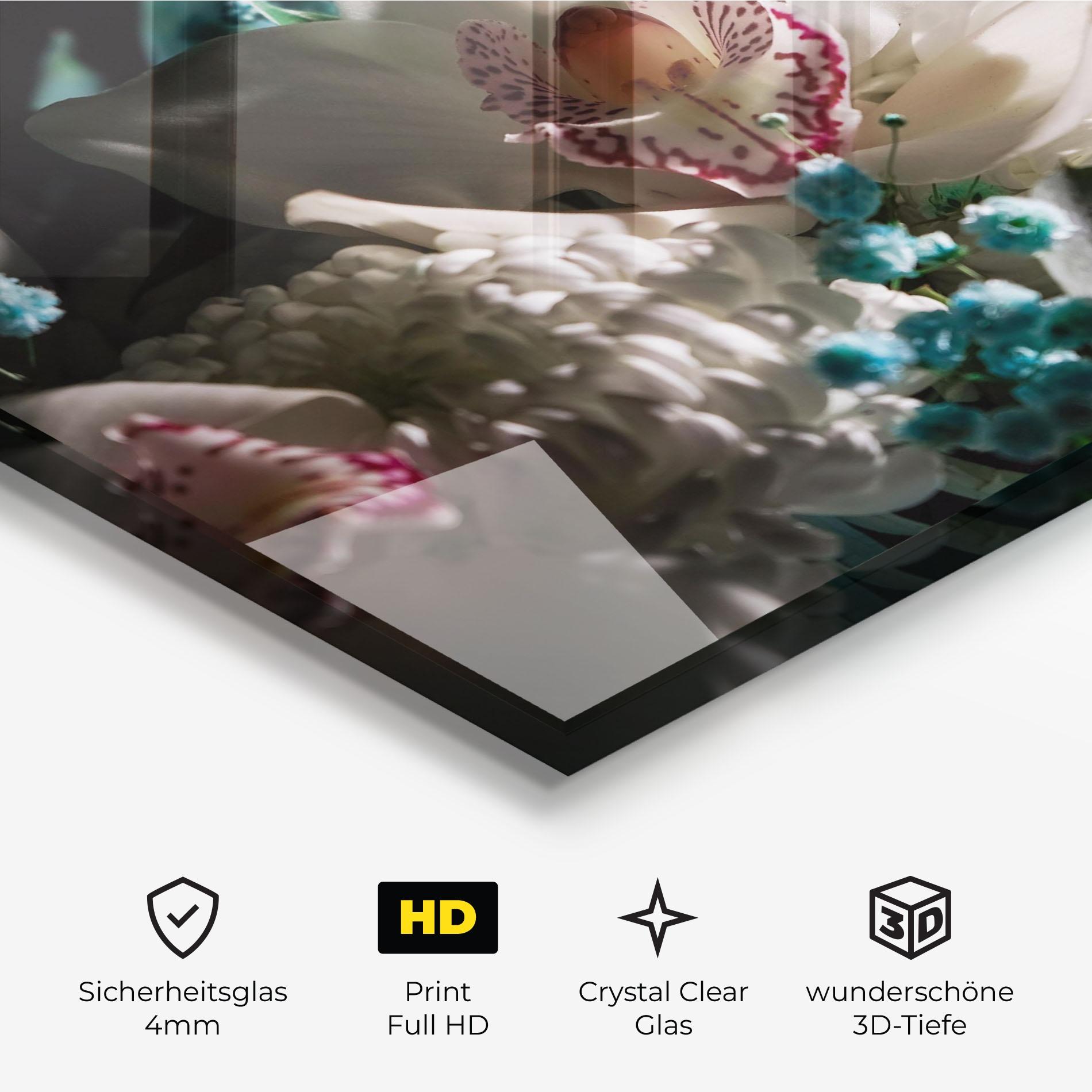 Glasbild Orchids mockup 3