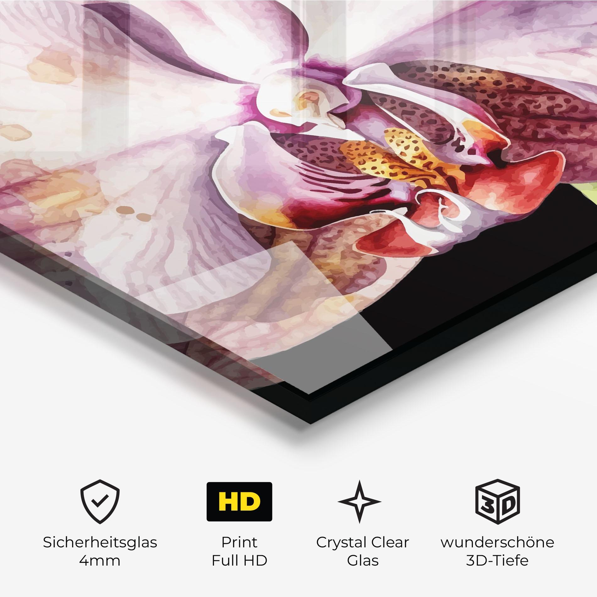 Glasbild Painted Orchid mockup 3