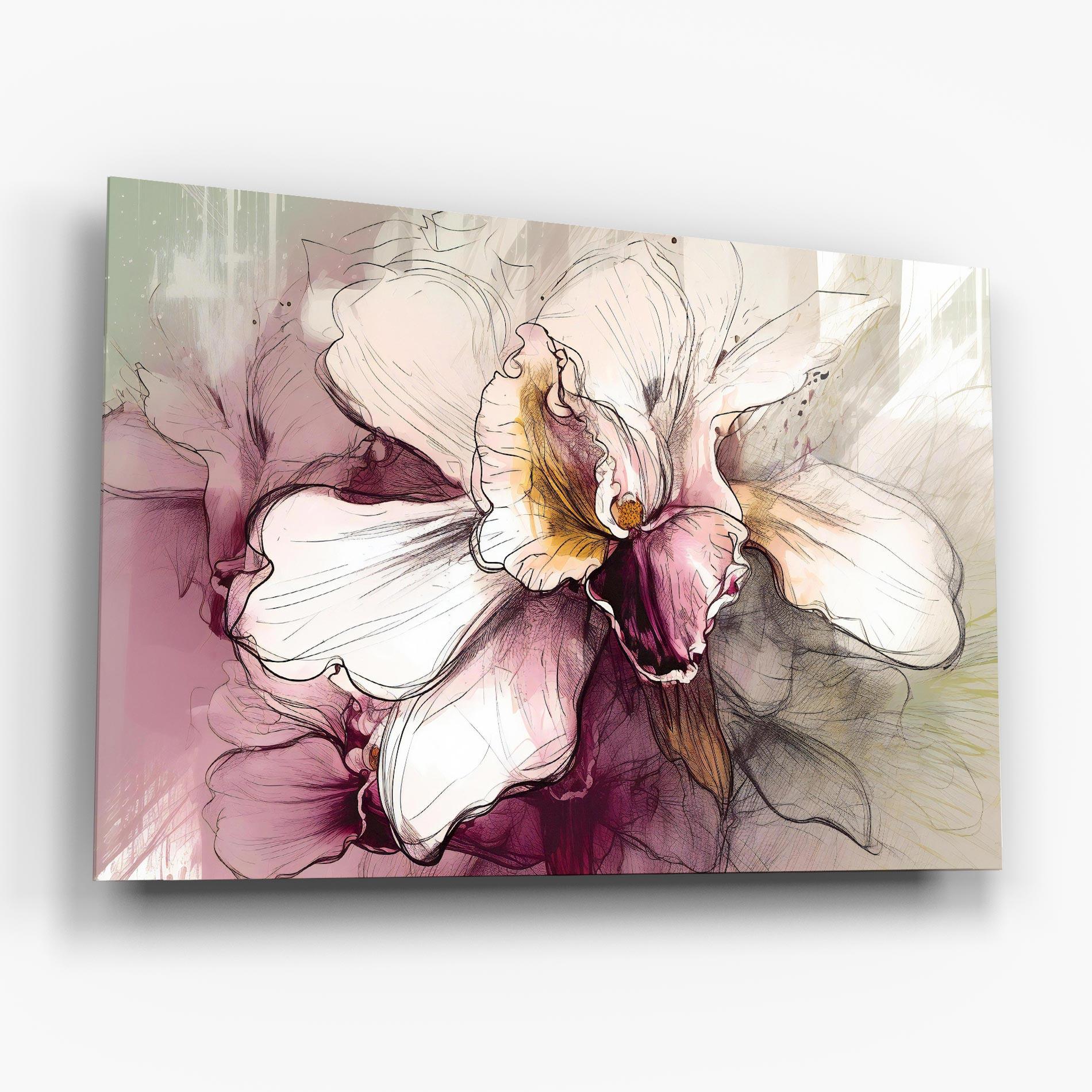 Glasbild Painted Purple Orchid mockup 6