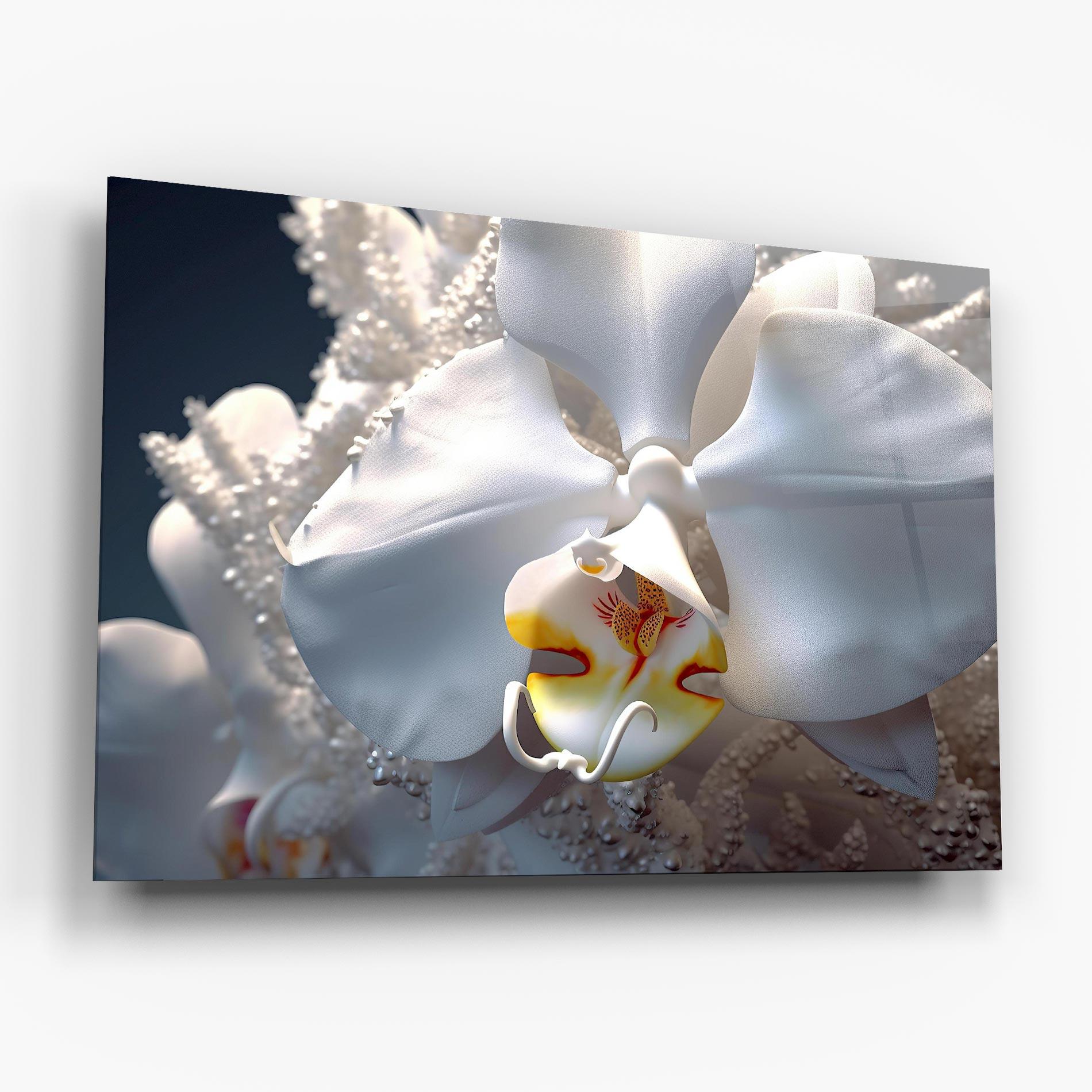 Glasbild Texture White Orchid mockup 6