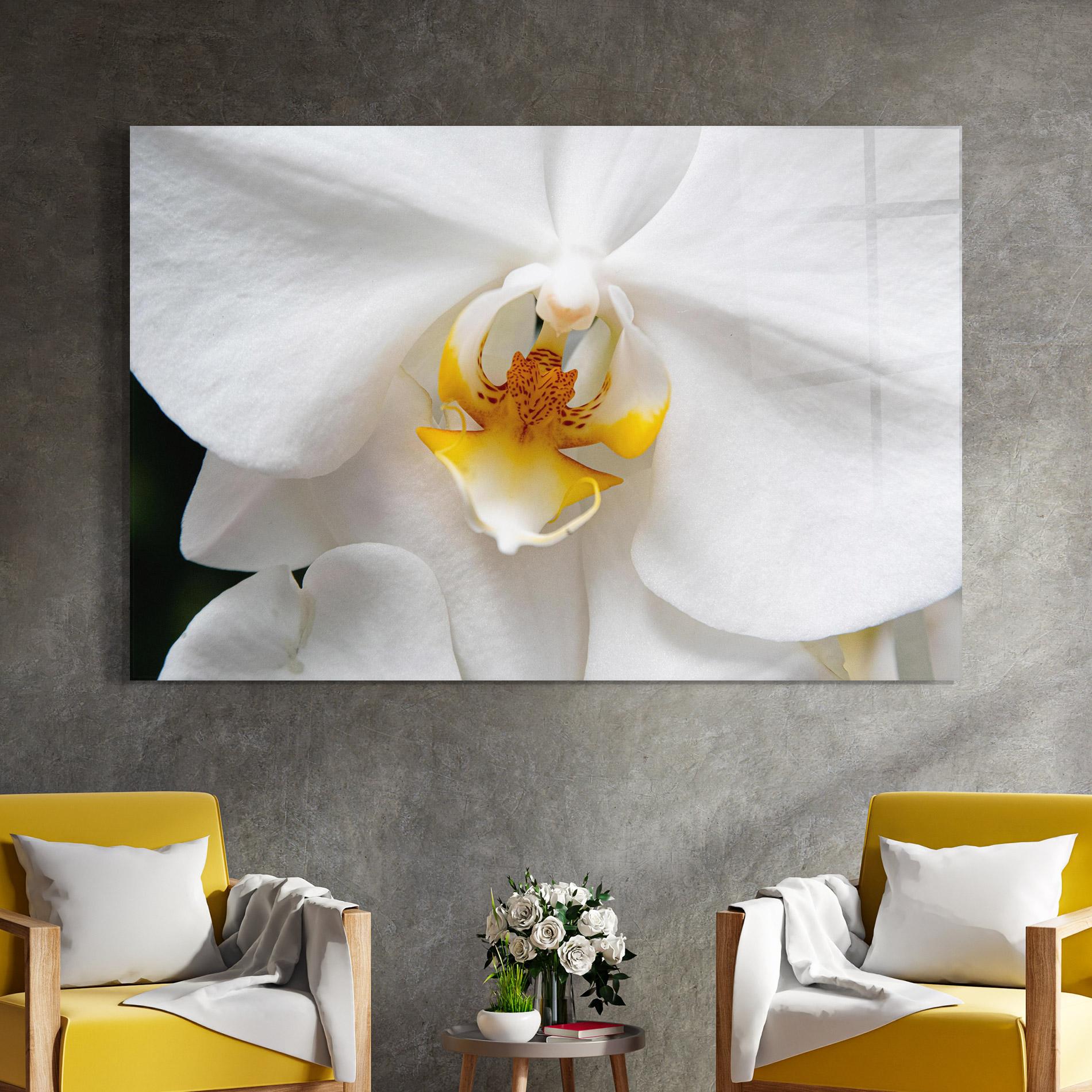 Glasbild Big Orchid Close Up mockup 4