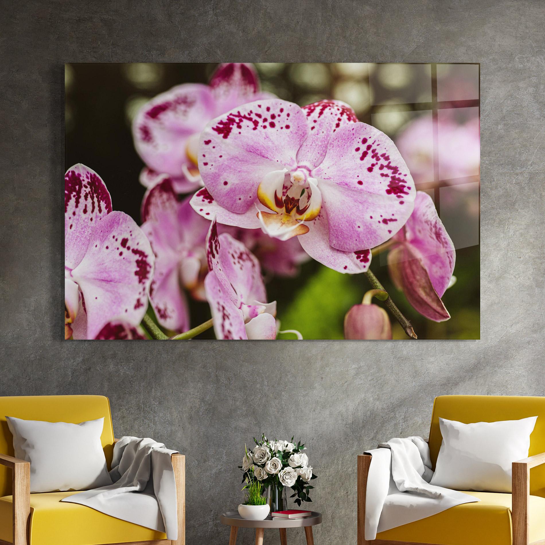Glasbild Big Pink Orchid In Nature mockup 4