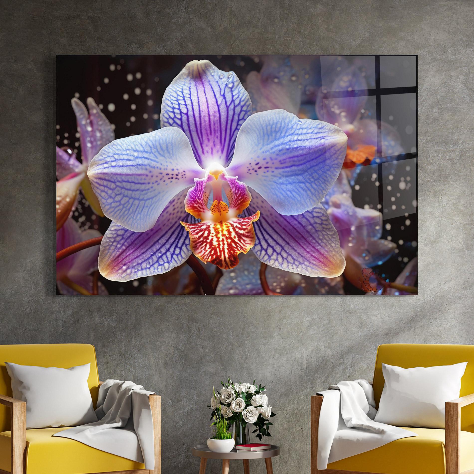Glasbild Light Purple Orchid Art mockup 4