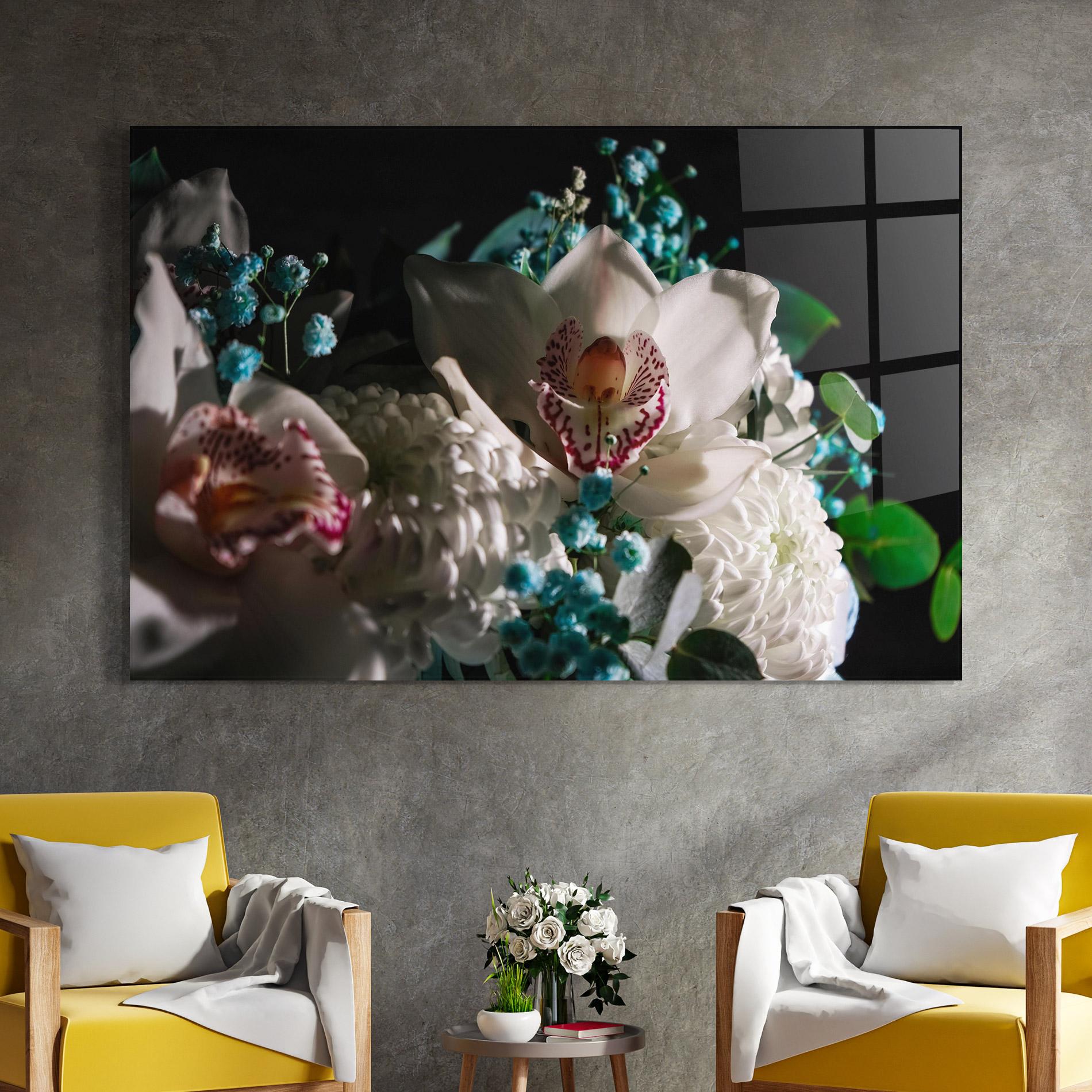 Glasbild Orchids mockup 4