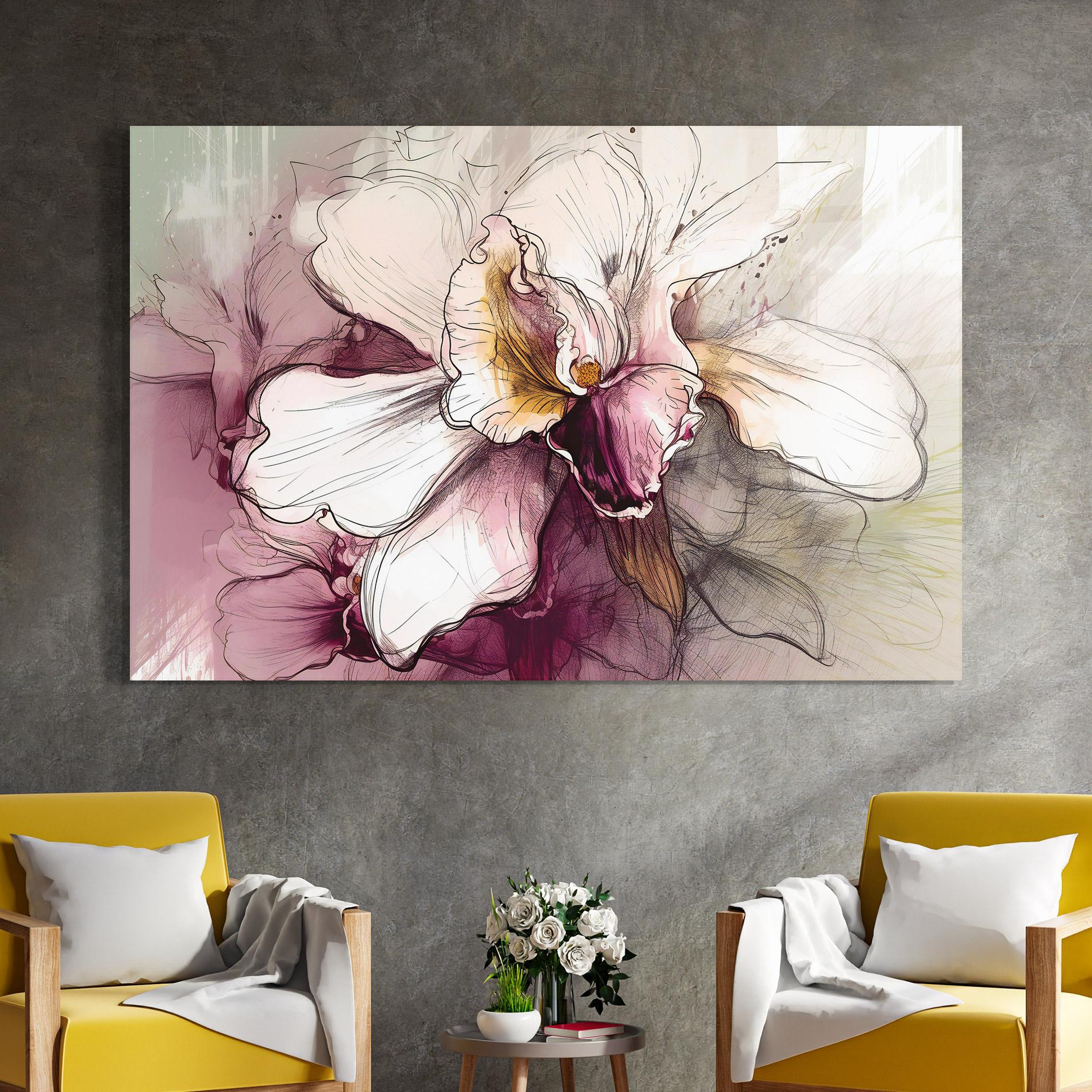 Glasbild Painted Purple Orchid mockup 4