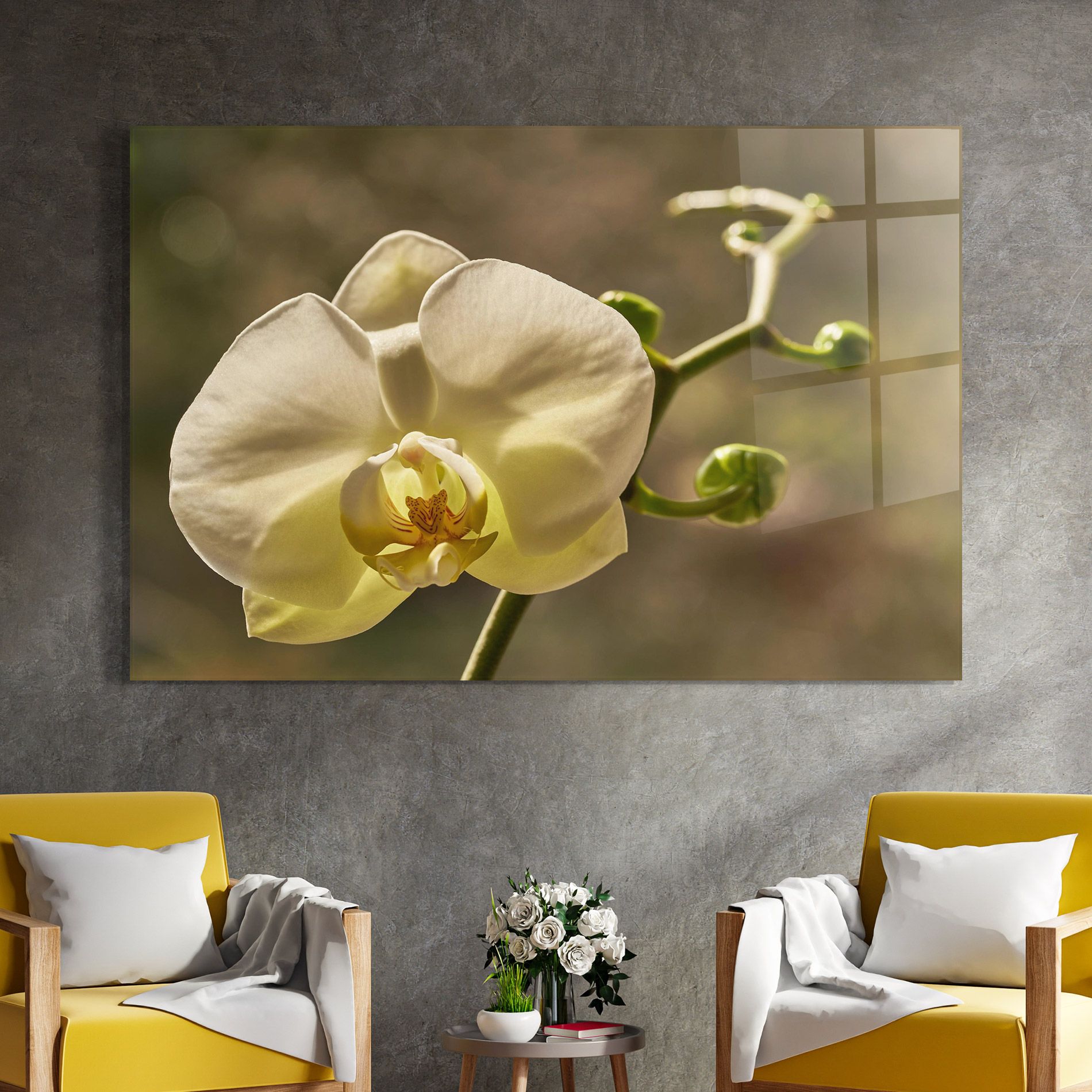 Pastel Yellow Orchid In Garden mockup 4
