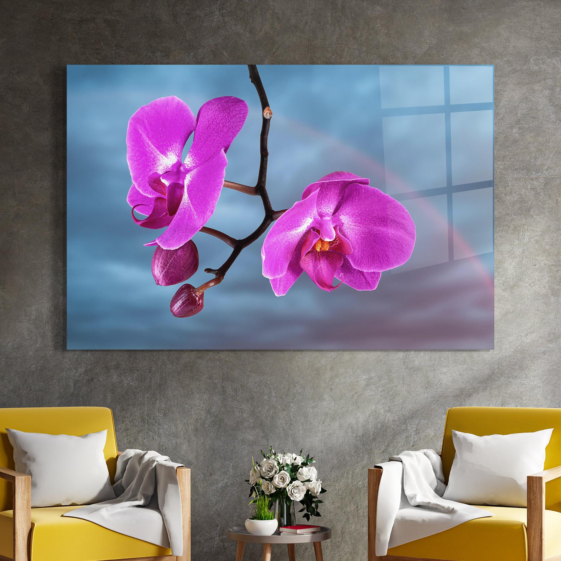 Glasbild Sky Purple Orchid mockup 4
