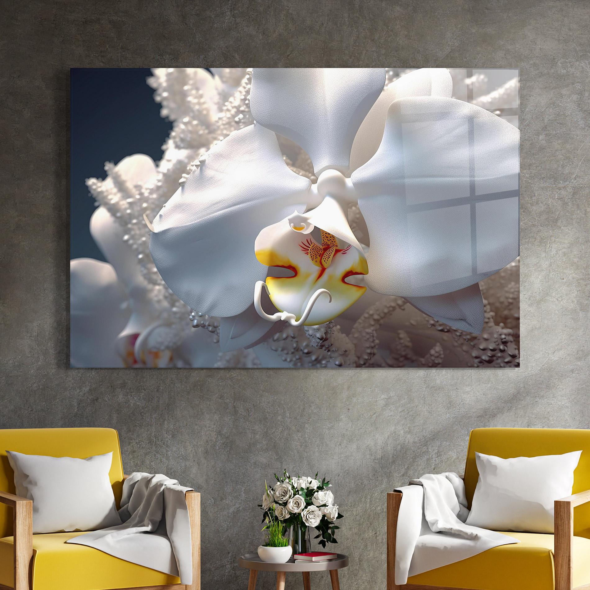 Glasbild Texture White Orchid mockup 4