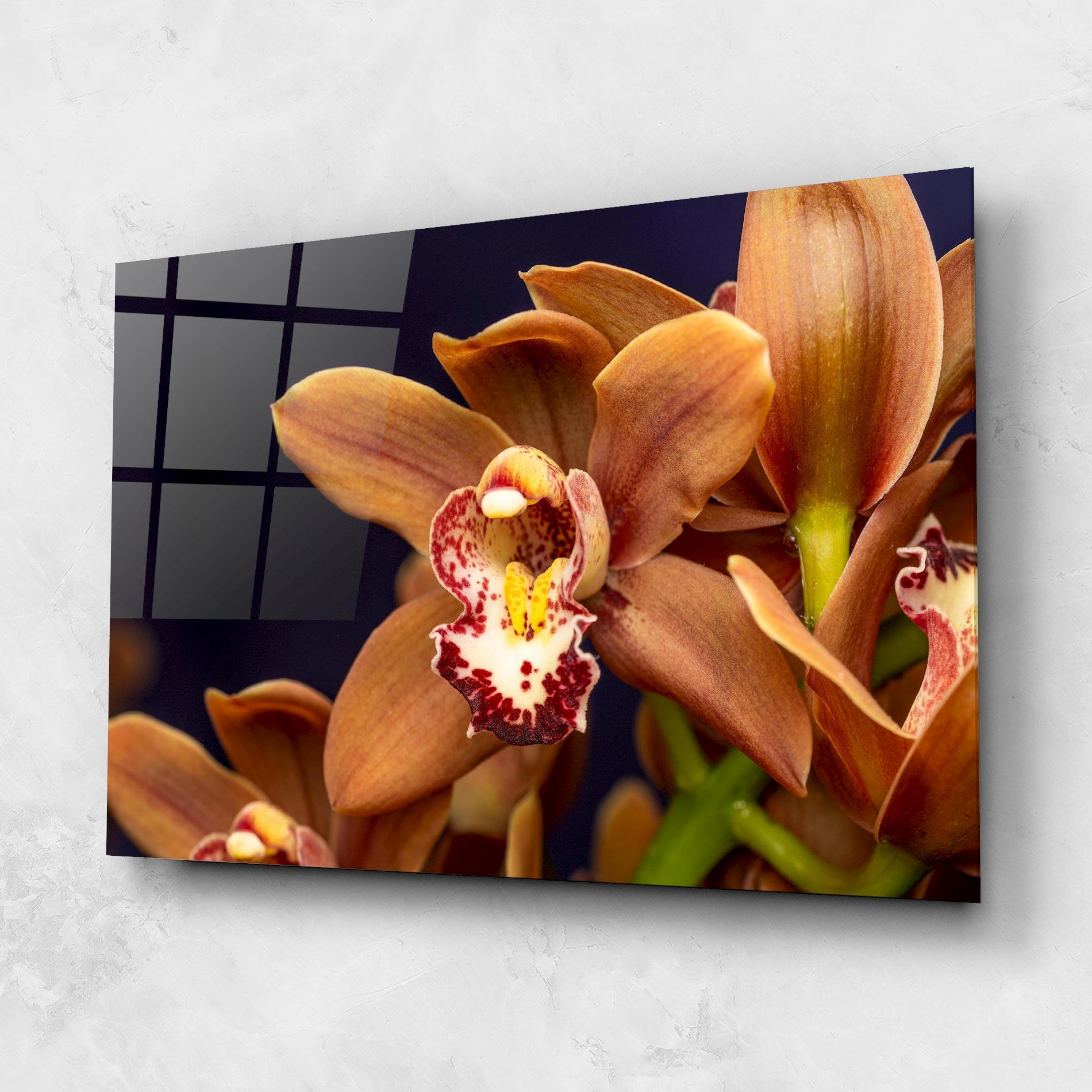 Glasbild Dirty Orange Orchid mockup 1