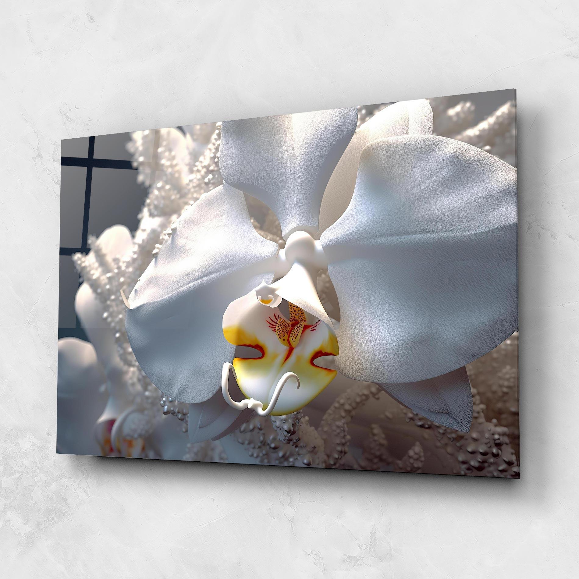 Glasbild Texture White Orchid mockup 1