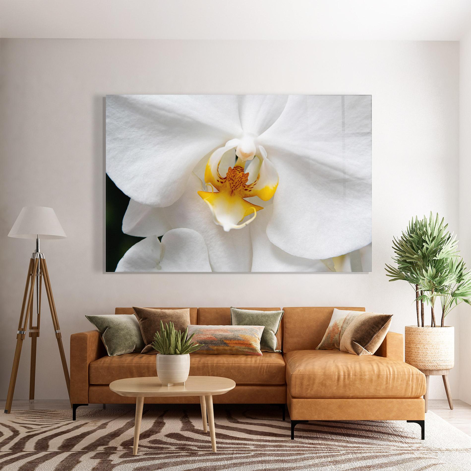 Glasbild Big Orchid Close Up mockup 7