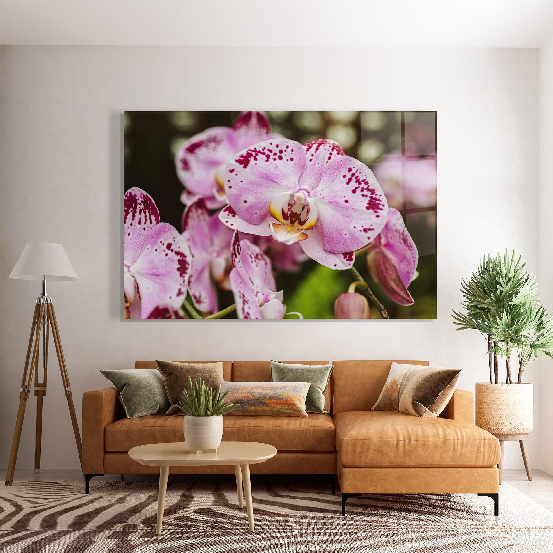 Glasbild Big Pink Orchid In Nature mockup 7