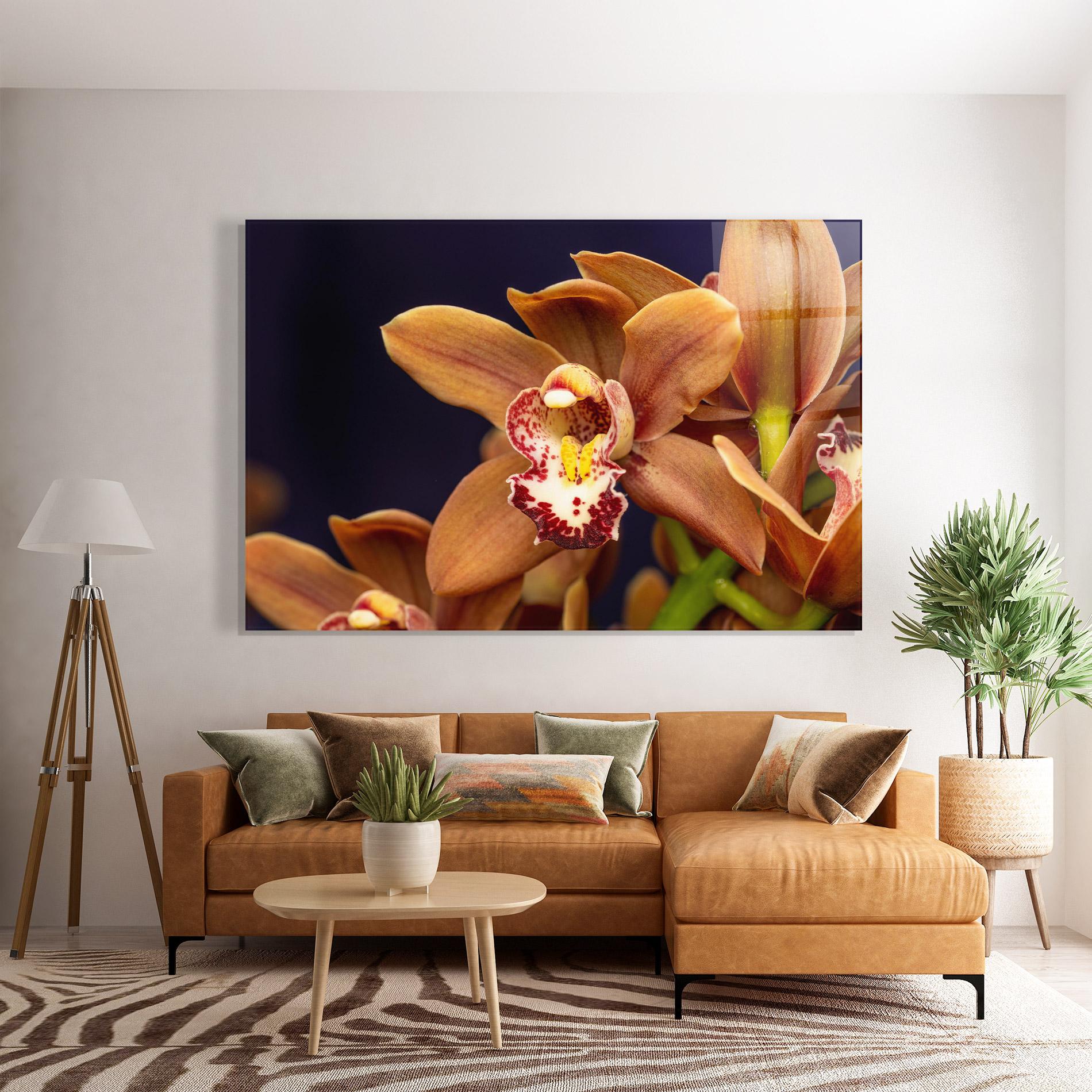 Glasbild Dirty Orange Orchid mockup 7