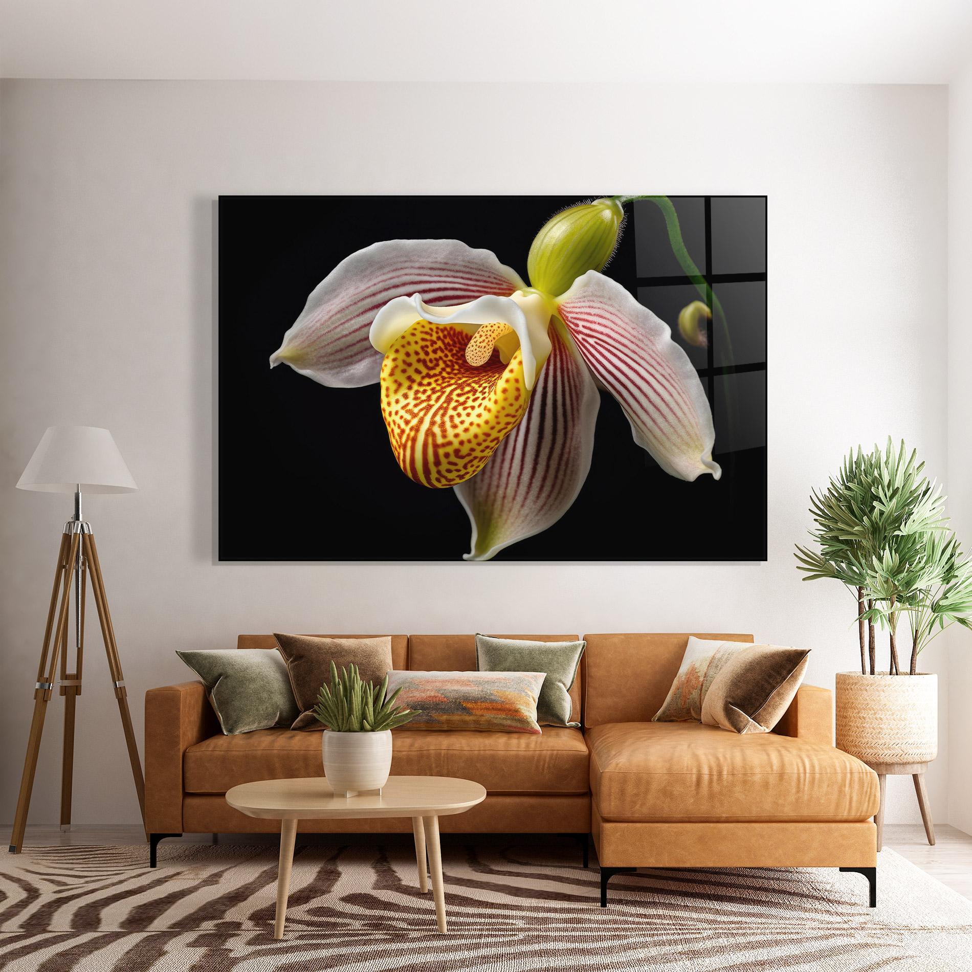 Glasbild Orchid On Black mockup 7