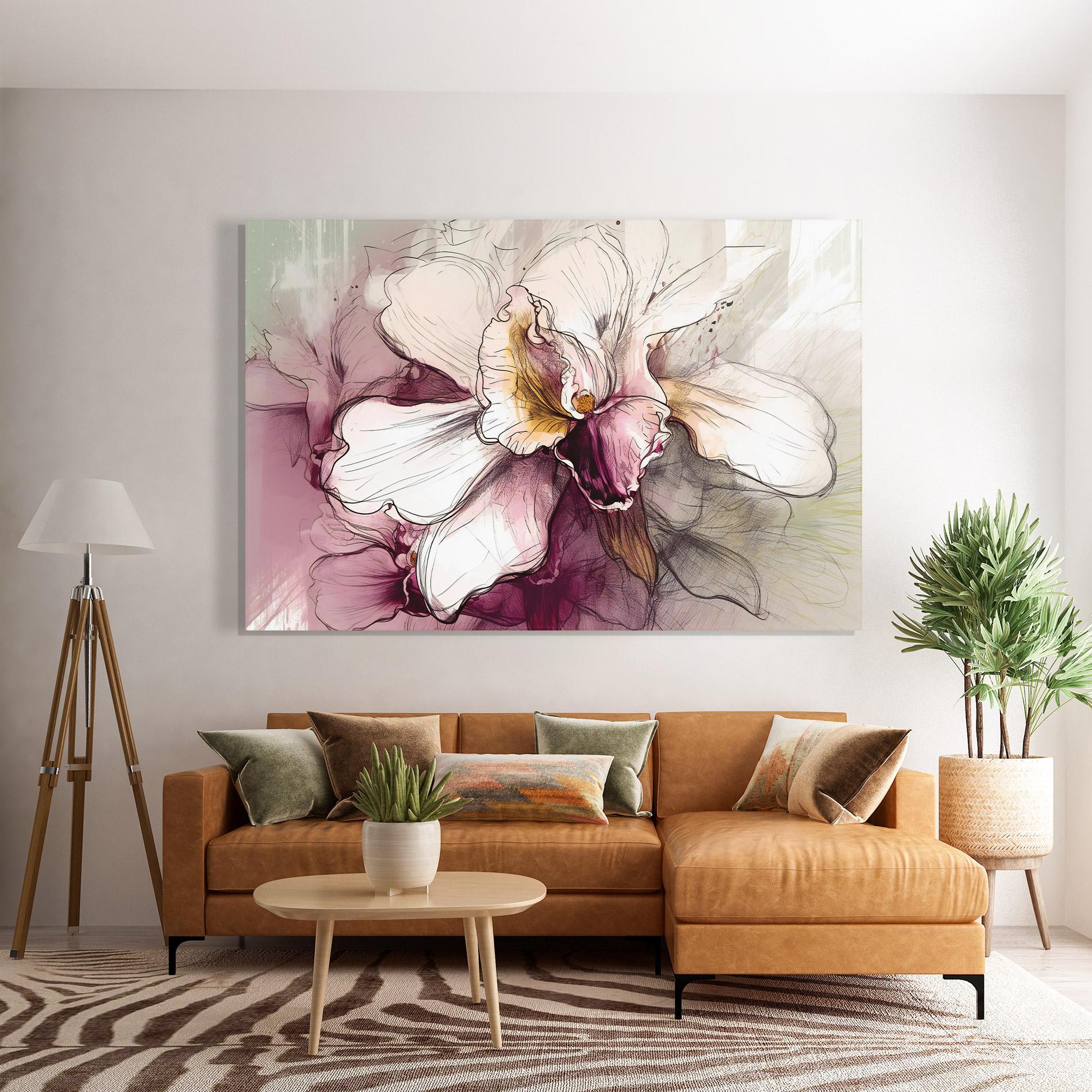 Glasbild Painted Purple Orchid mockup 7