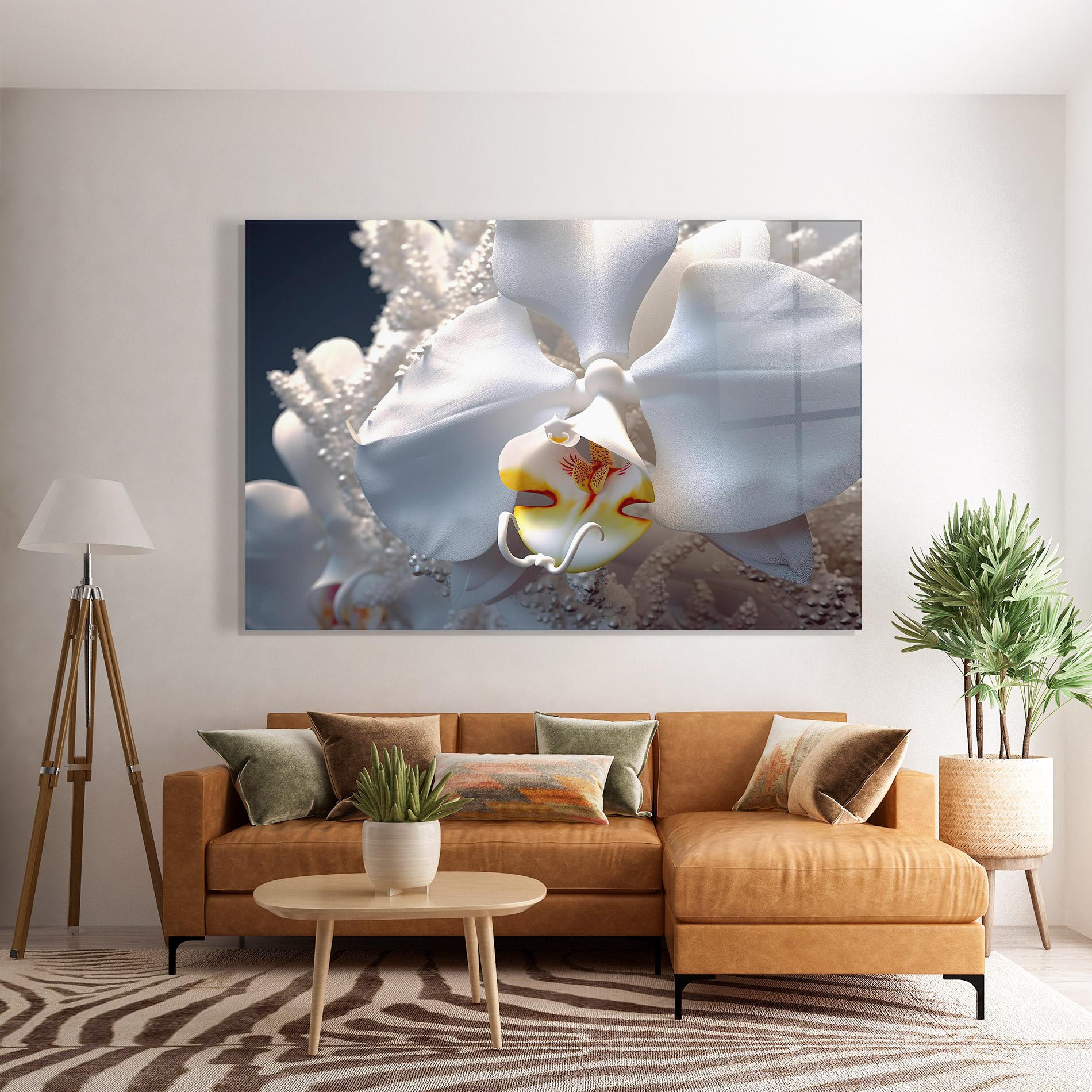 Glasbild Texture White Orchid mockup 7