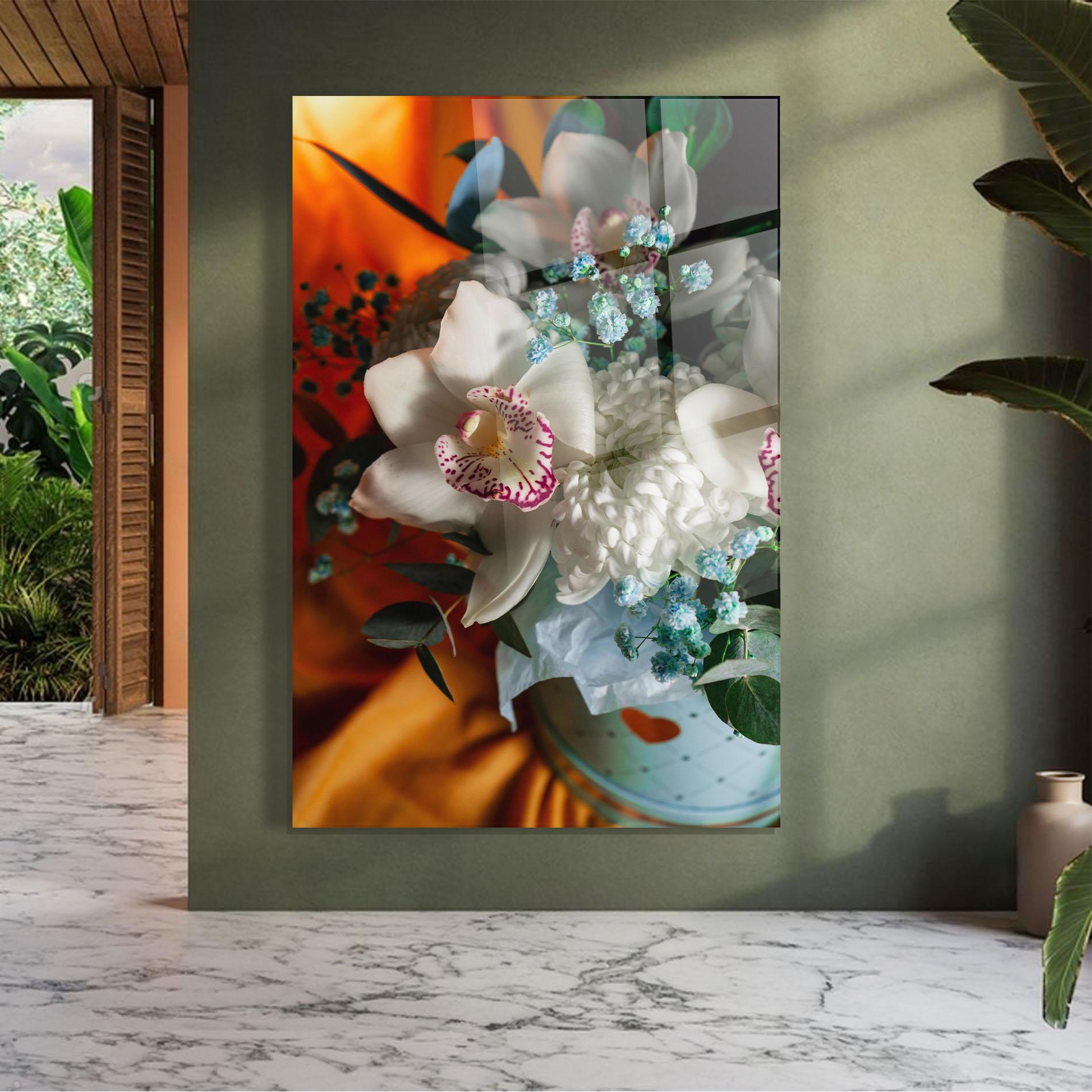 Glasbild Orchid In Vase mockup 7