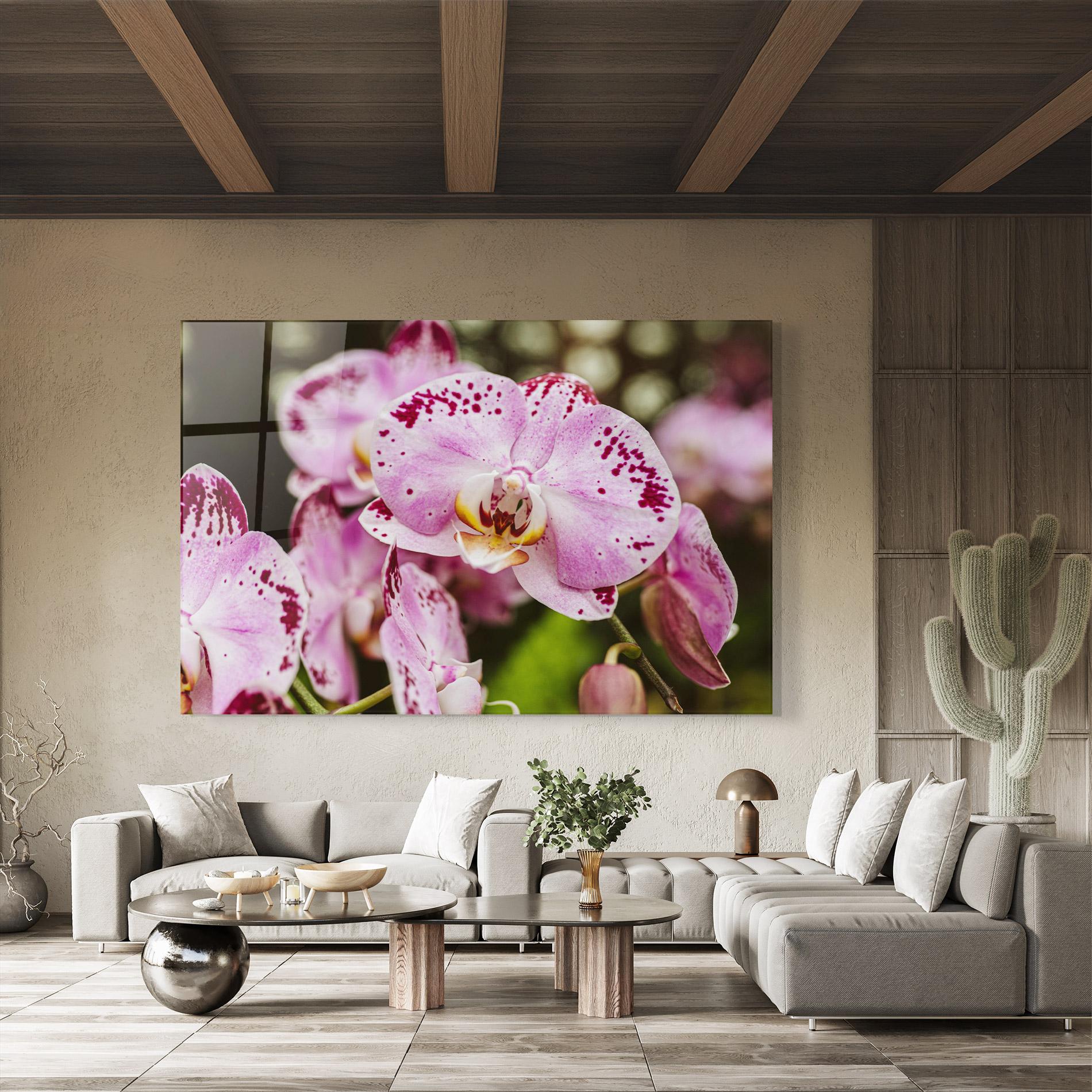 Glasbild Big Pink Orchid In Nature mockup 8