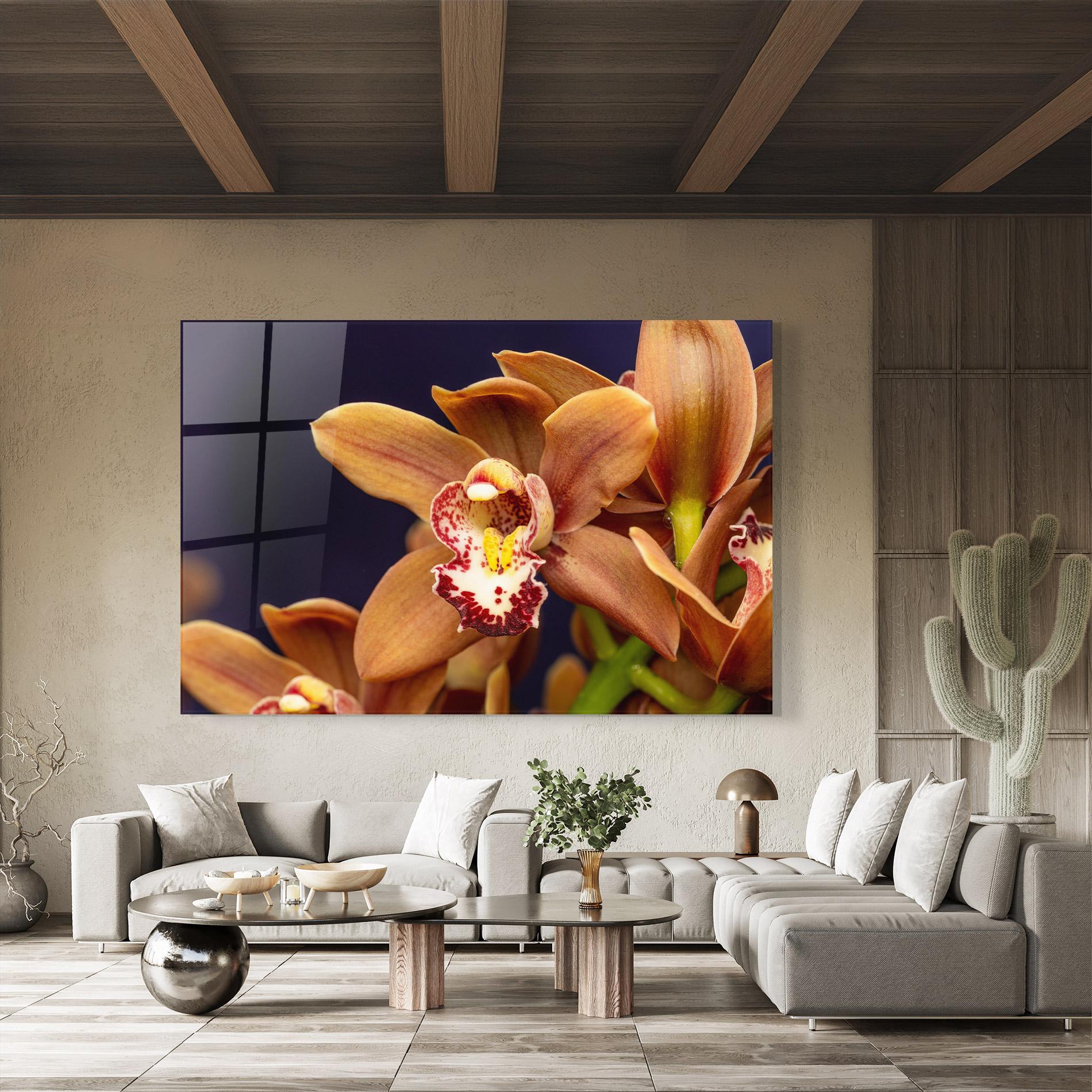 Glasbild Dirty Orange Orchid mockup 8