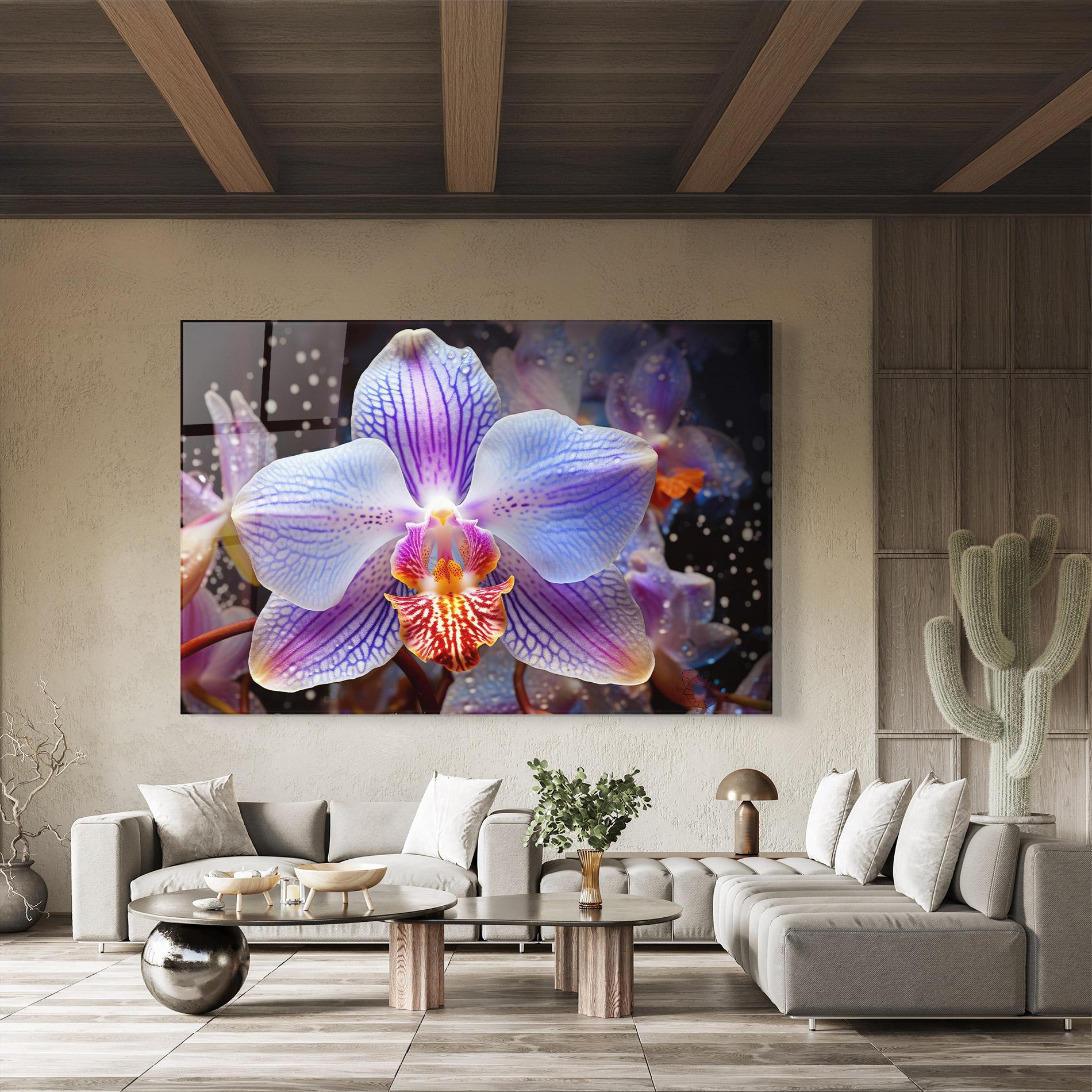 Glasbild Light Purple Orchid Art mockup 8
