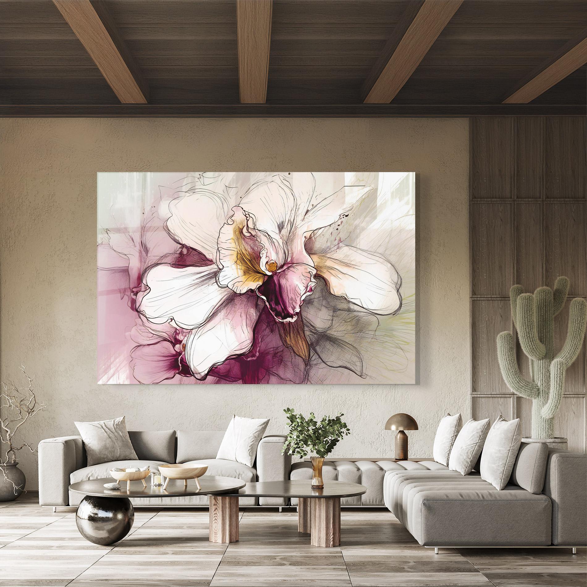 Glasbild Painted Purple Orchid mockup 8