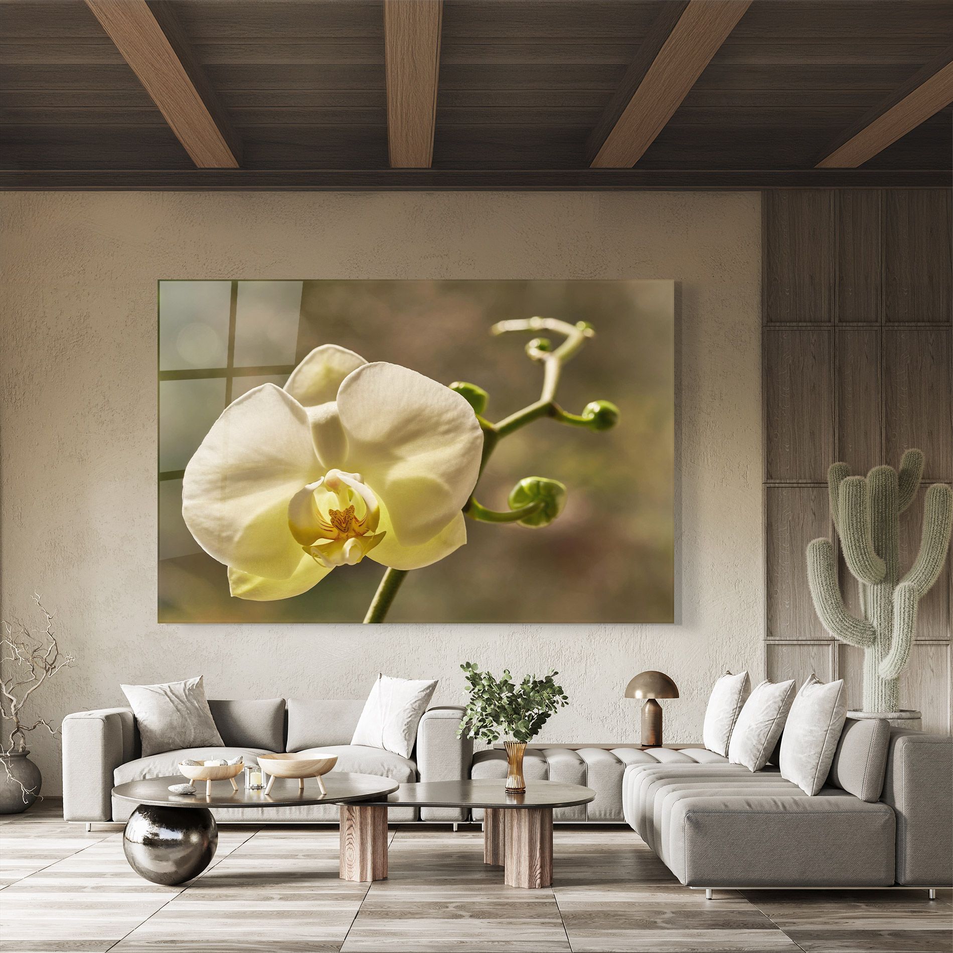 Pastel Yellow Orchid In Garden mockup 8