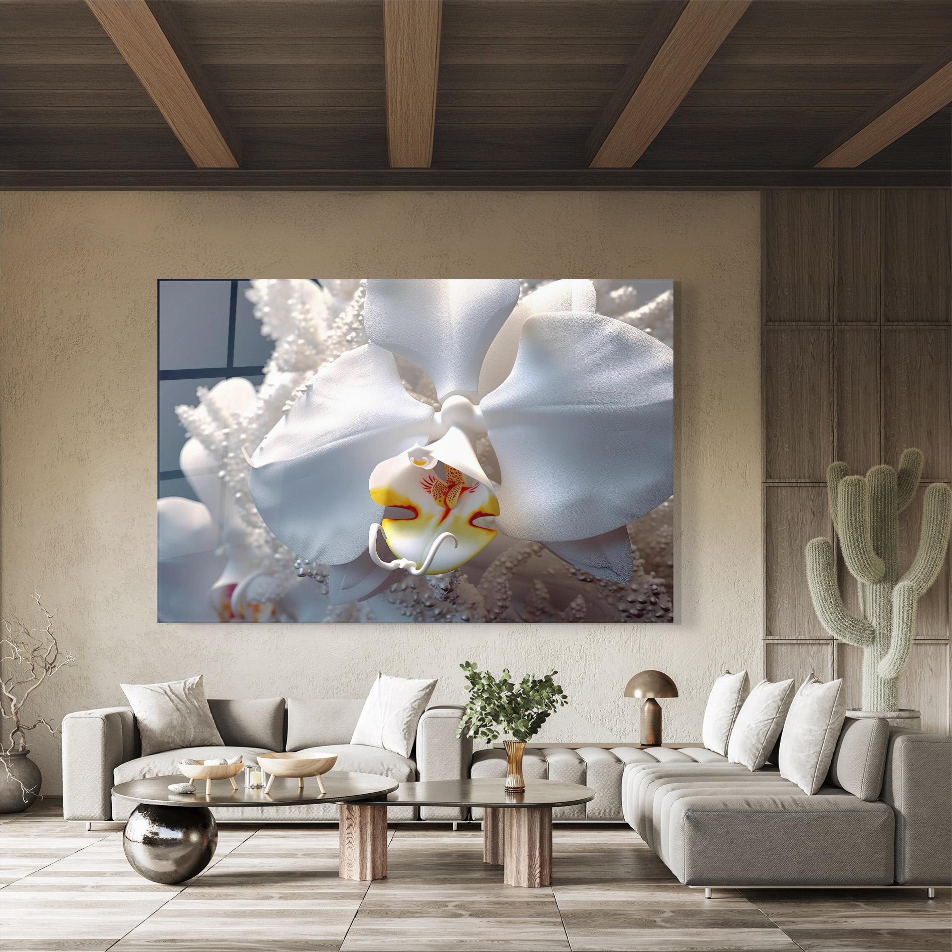 Glasbild Texture White Orchid mockup 8