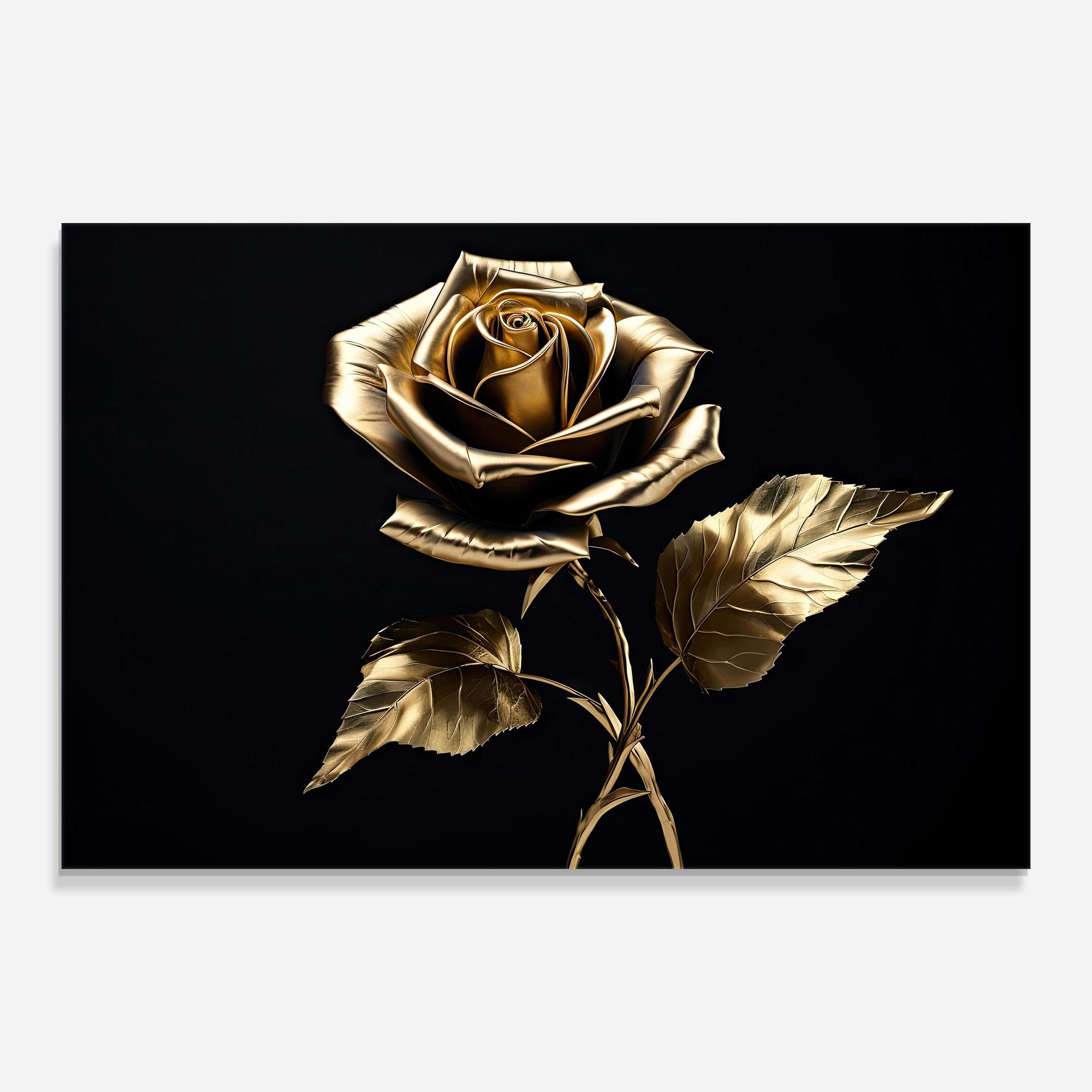 Glasbild Beautiful Golden Rose mockup 0
