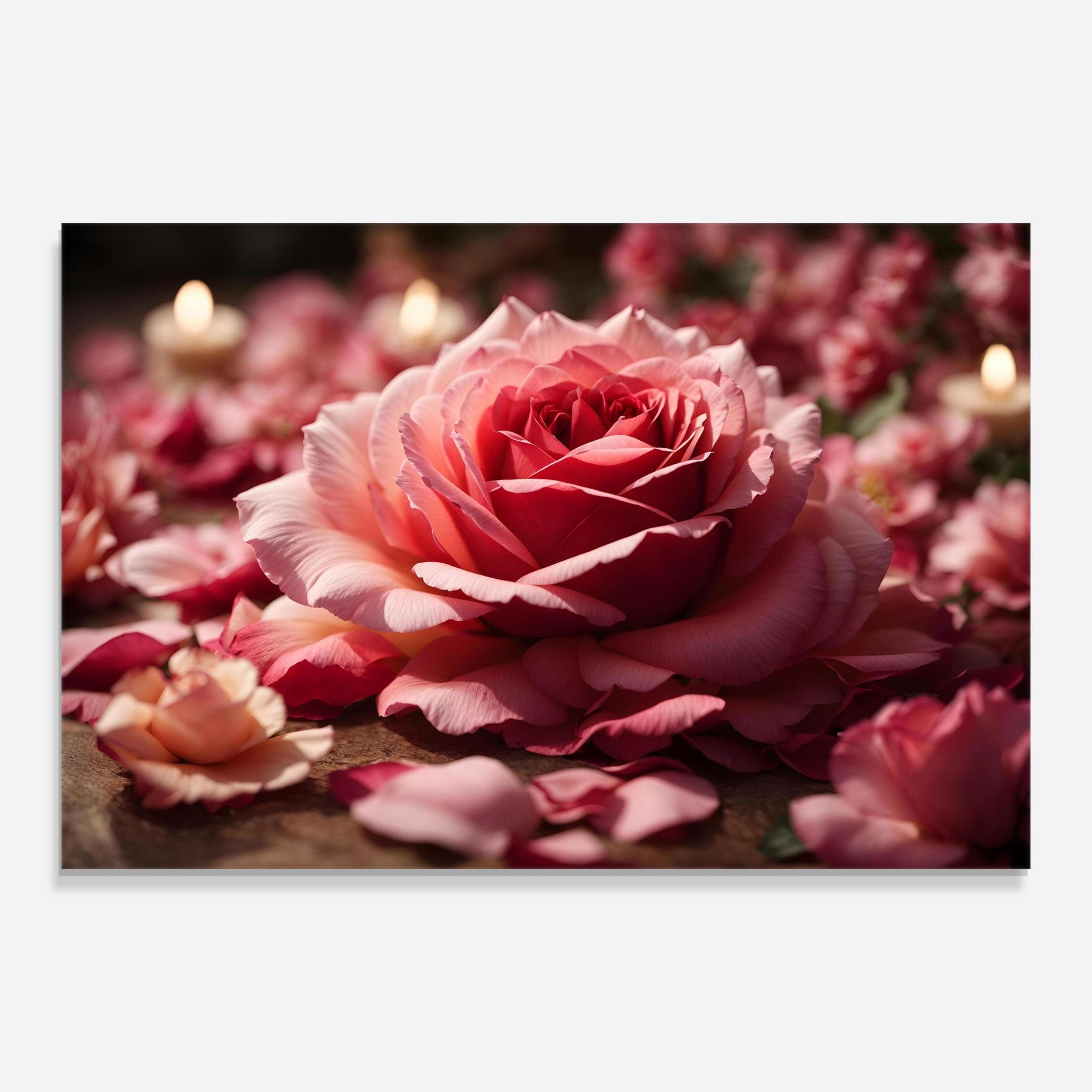 Glasbild Big Pink Rose mockup 0