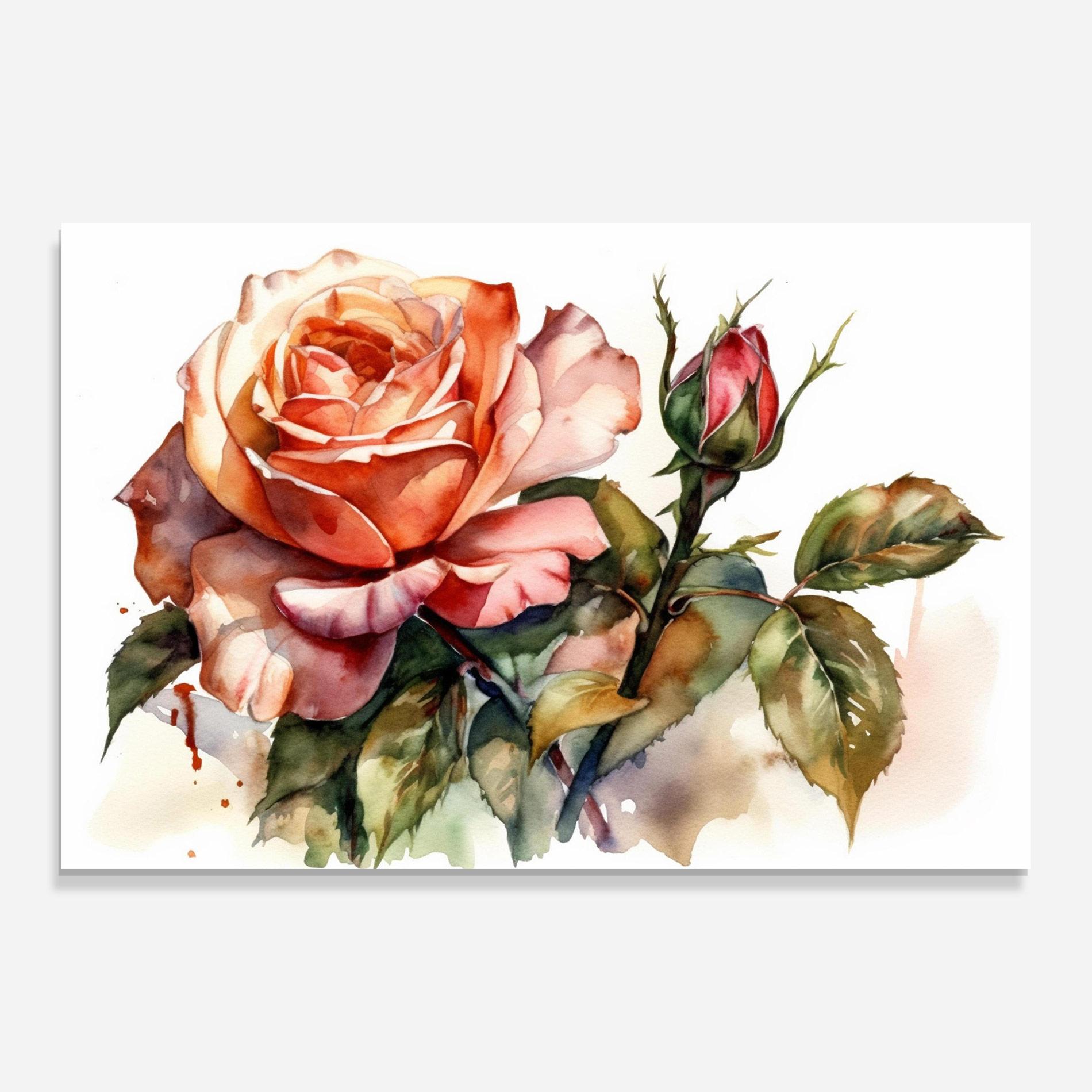 Glasbild Big Rose Painted mockup 0