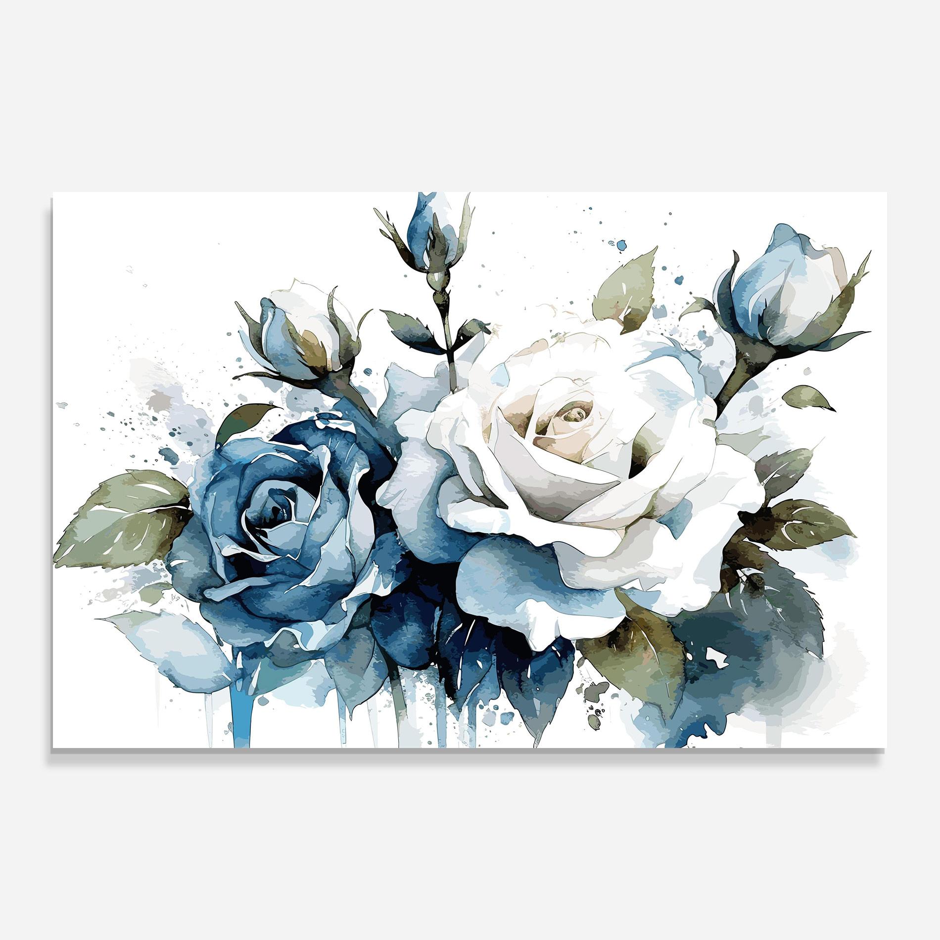 Glasbild Blue White Roses mockup 0