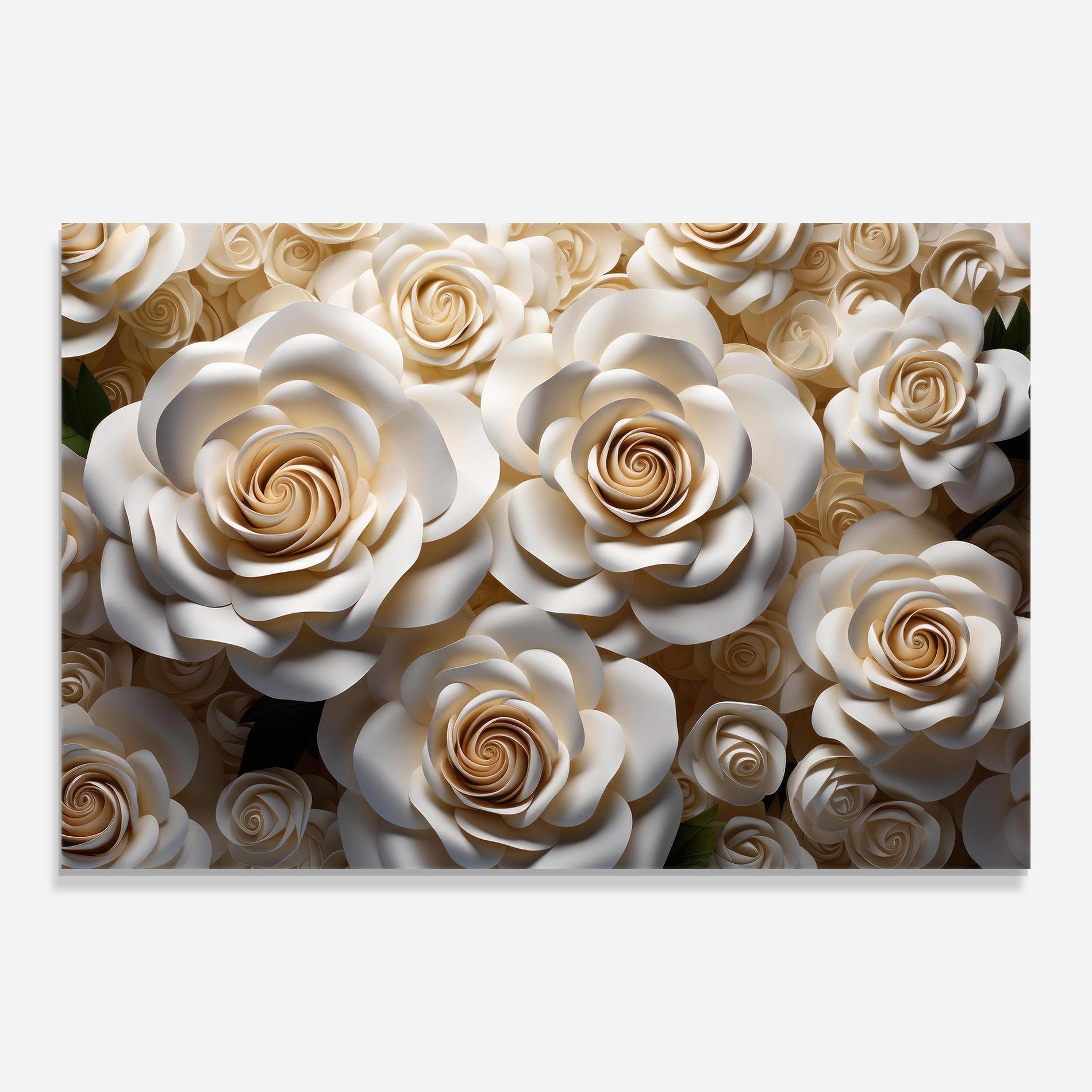 Glasbild Cream Roses Wall mockup 0