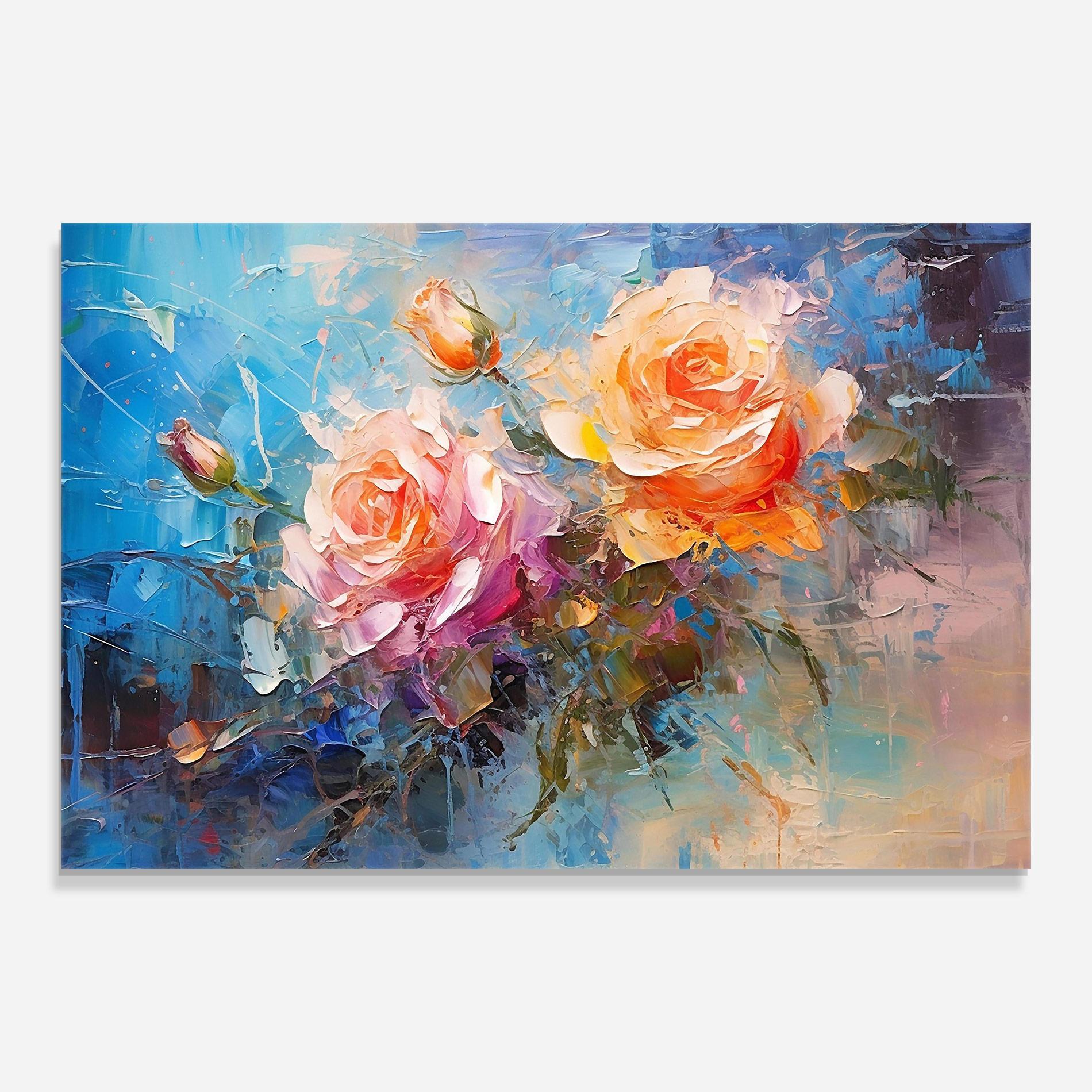 Glasbild Light Orange Rose Painting mockup 0