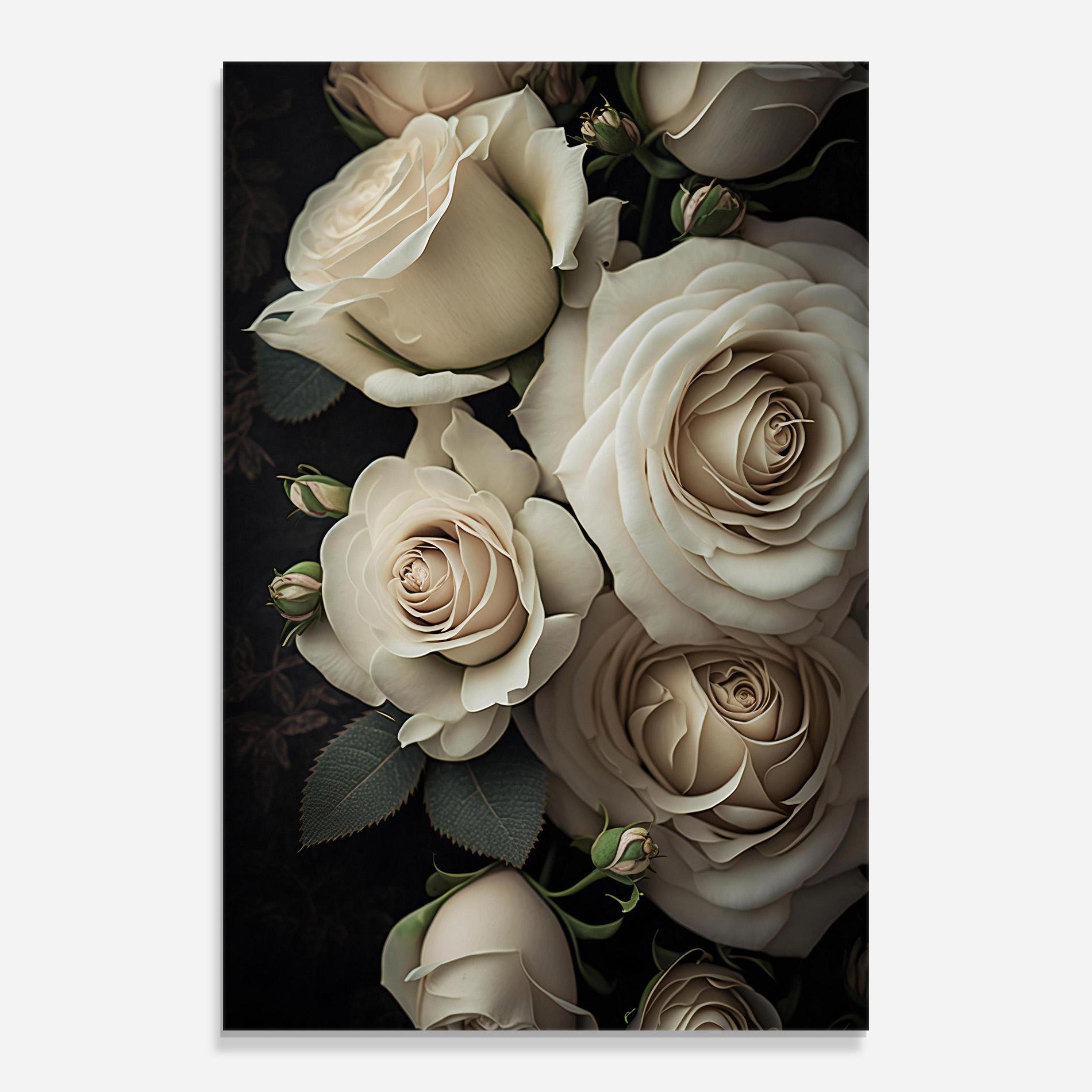 Glasbild Cream Roses Close Up mockup 0